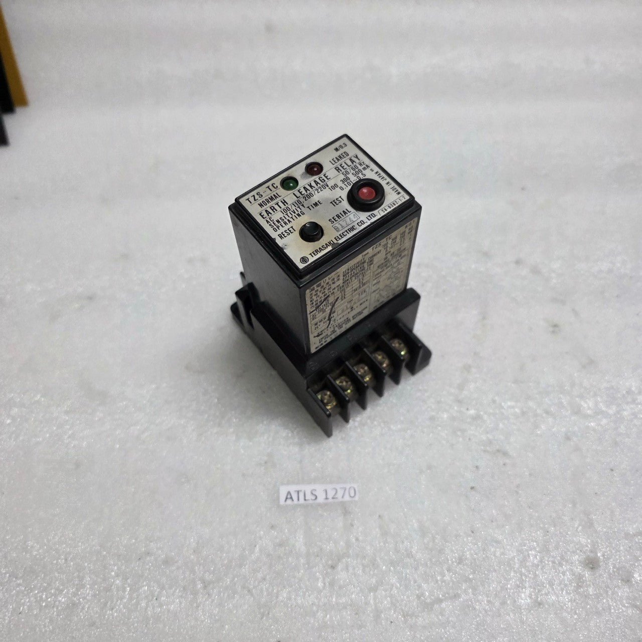 TERASAKI TZS-TC EARTH LEAKAGE RELAY SA-8382-1-2 100-220VAC