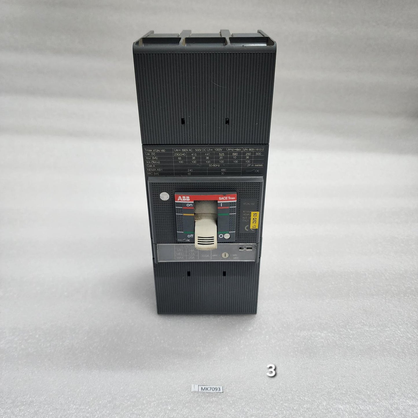 ABB TMAX XT2N 160 3-POLE CIRCUIT BREAKER BEB1181512
