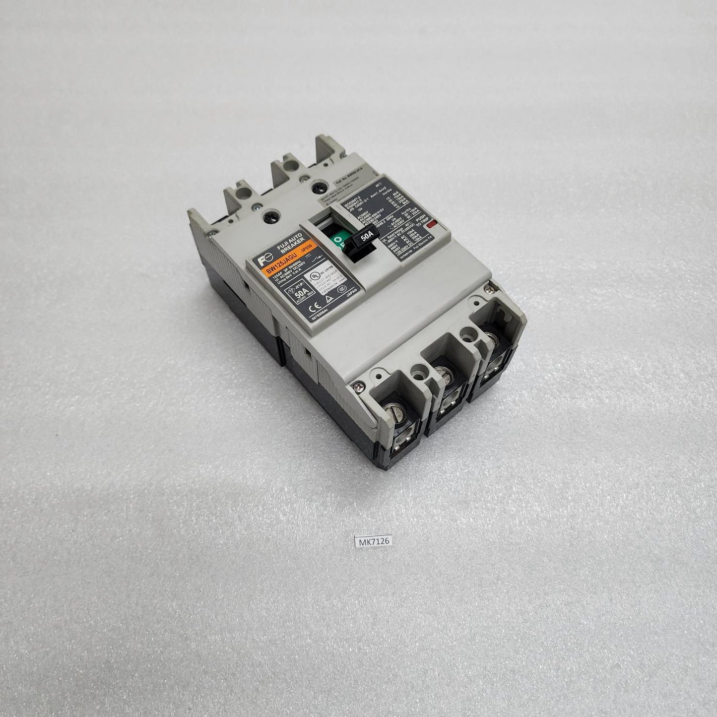 FUJI ELECTRIC BW125JAGU 3-POLE CIRCUIT BREAKER 50A BW125JAGU-3P050