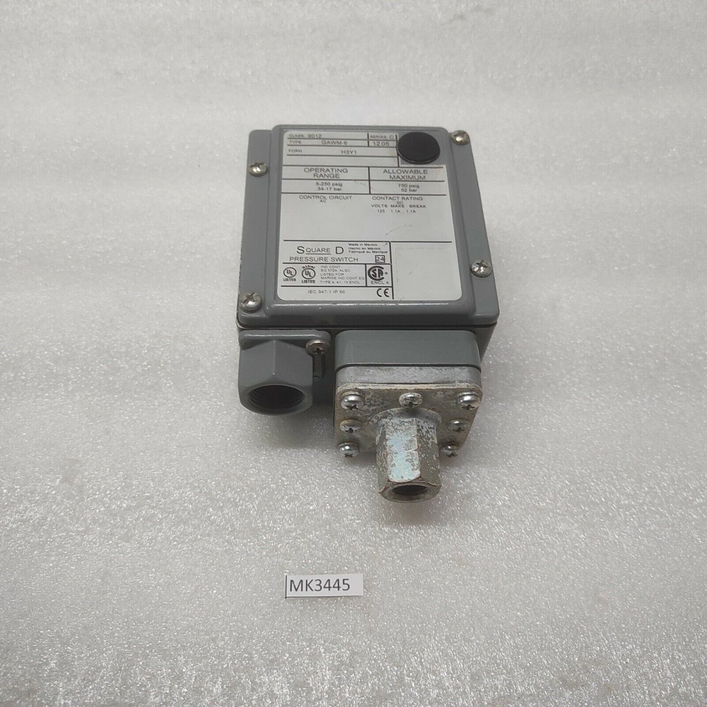 SQUARE-D 9012 GAWM-6 H3Y1 PRESSURE SWITCH