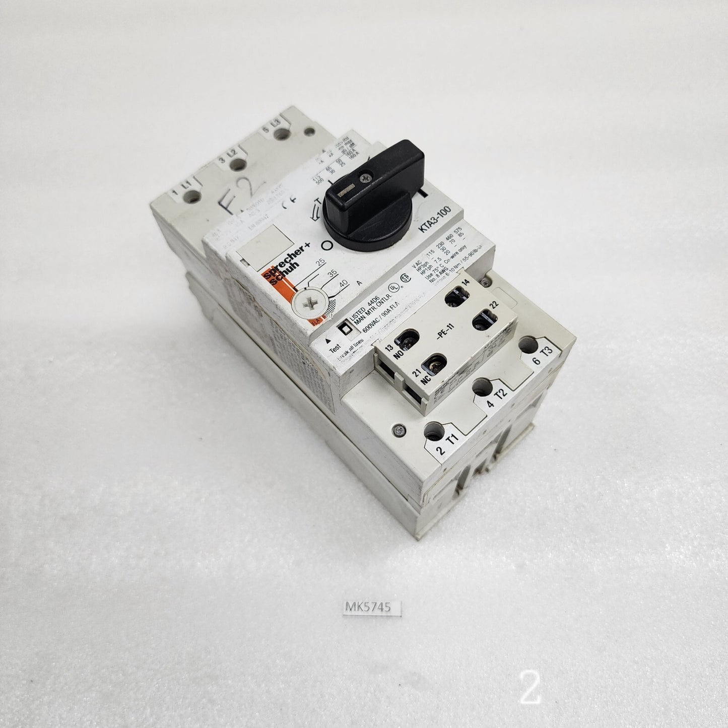 SPRECHER + SCHUH KTA3-100-40A MOTOR CIRCUIT CONTROLLER 25-40A KTA310040A