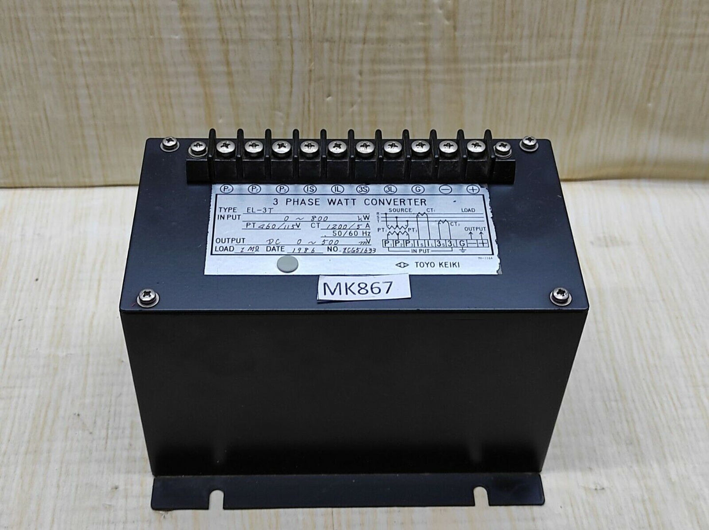 Toyo Keiki EL-3T 3-Phase Watt Converter EL3T 800KW