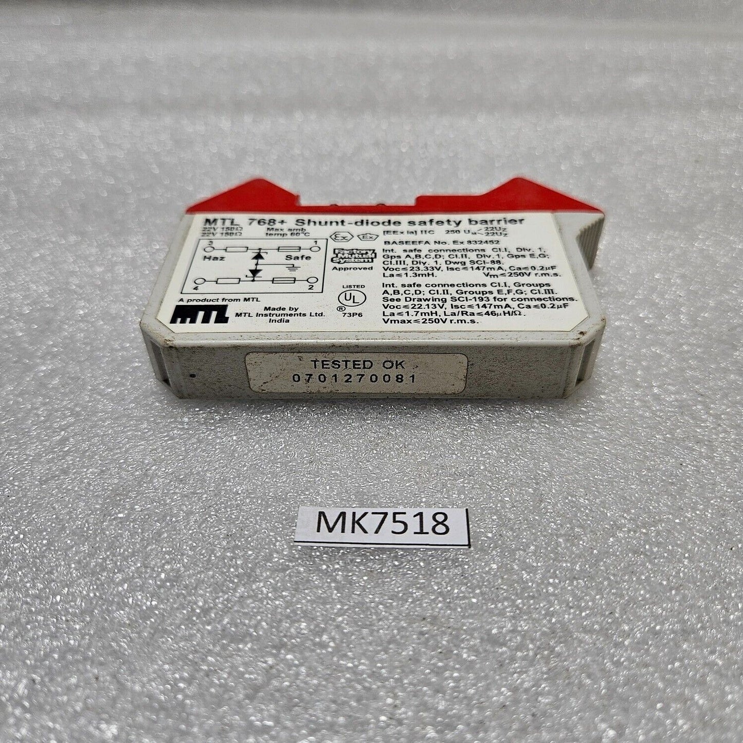 MEASUREMENT TECHNOLOGY MTL 768+ SHUNT DIODE SAFETY BARRIER