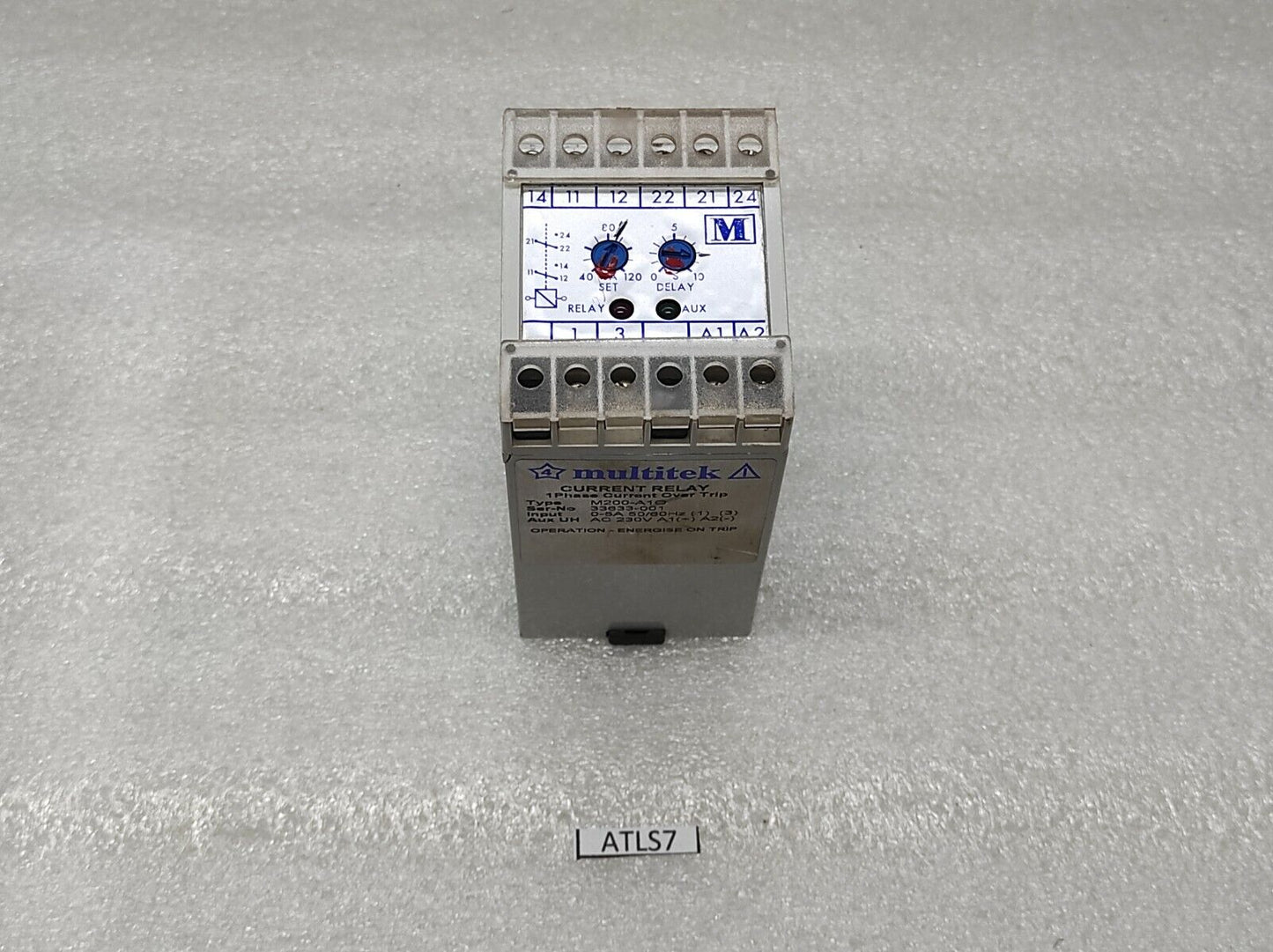 MULTITEK M200-A1O CURRENT RELAY 230V 1-PH CURRENT OVER TRIP