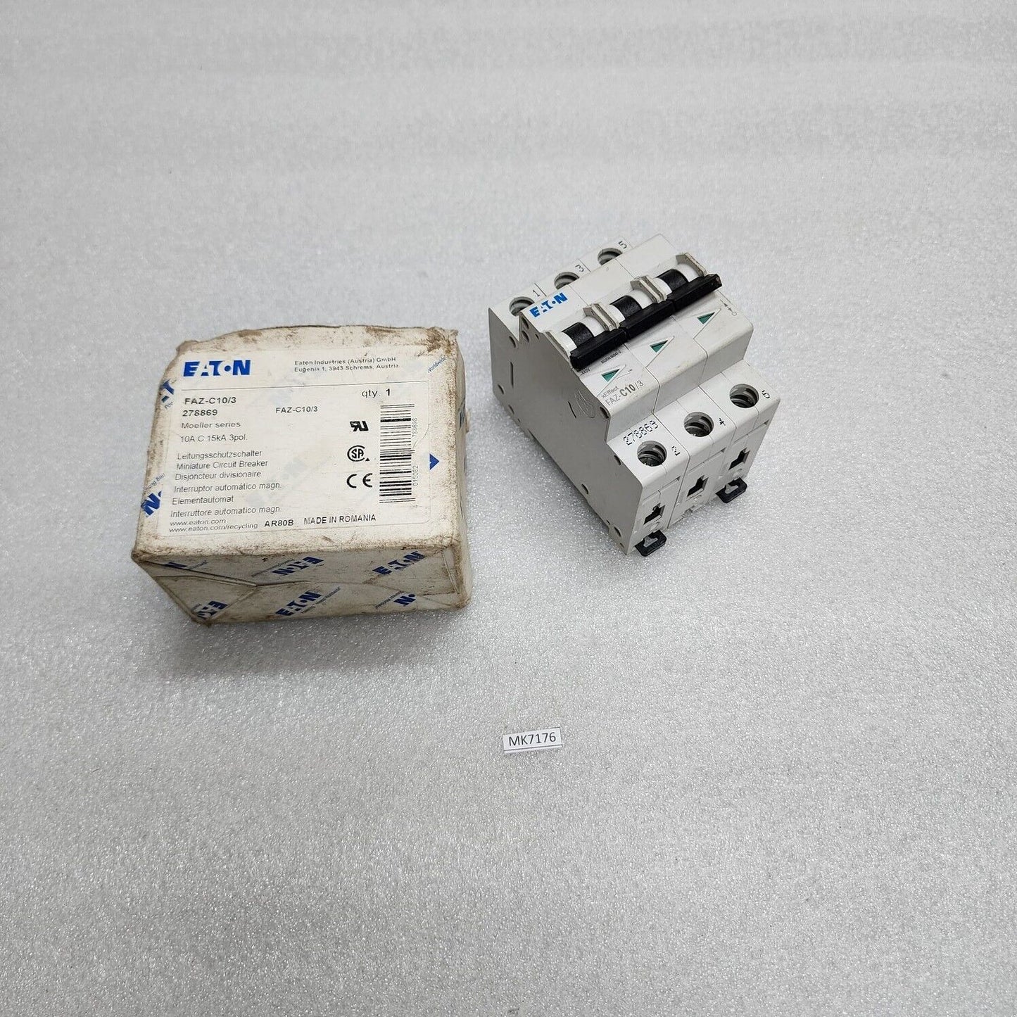 EATON FAZ-C10/3 3-POLE MINIATURE CIRCUIT BREAKER 10A