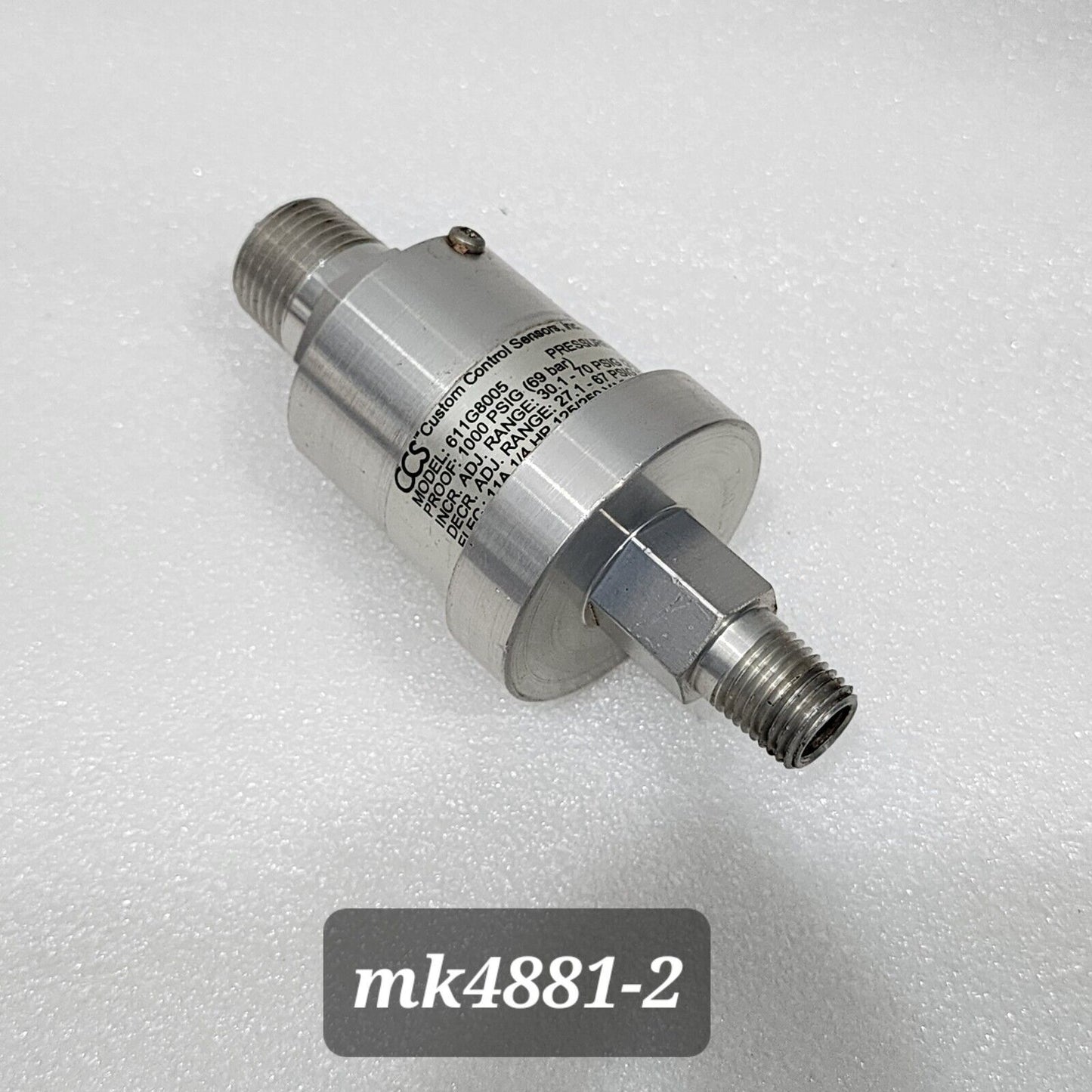 CUSTOM CONTROL SENSORS 611G8005 PRESSURE SWITCH 1000 PSIG 69 BAR