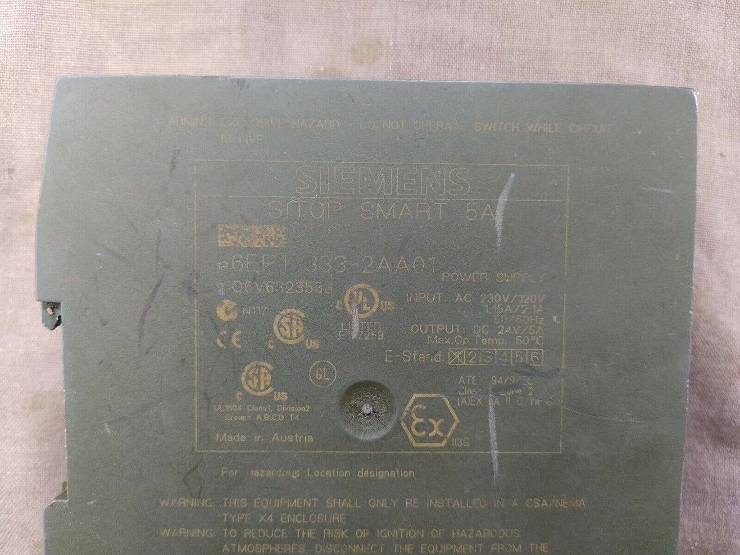 Siemens Sitop Smart 6EP1 339-2AA01 5A Power Supply 6EP13392AA01