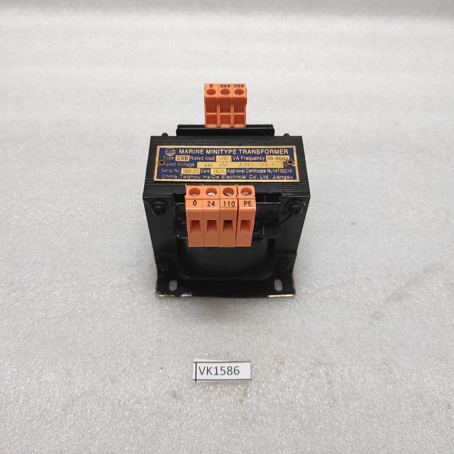 CHINA TAIZHOU HAIDE CXB MARINE MINITYPE TRANSFORMER PRI 440-450V SEC 24-110V