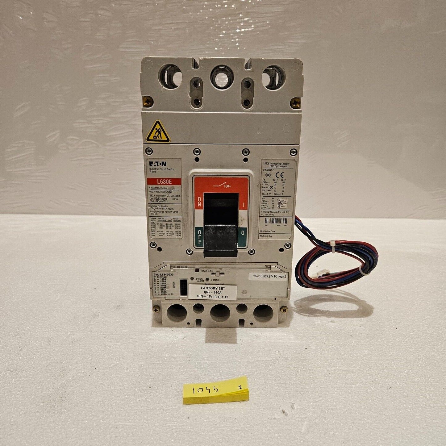 EATON LGE3630NN 3-POLE CIRCUIT BREAKER 630A