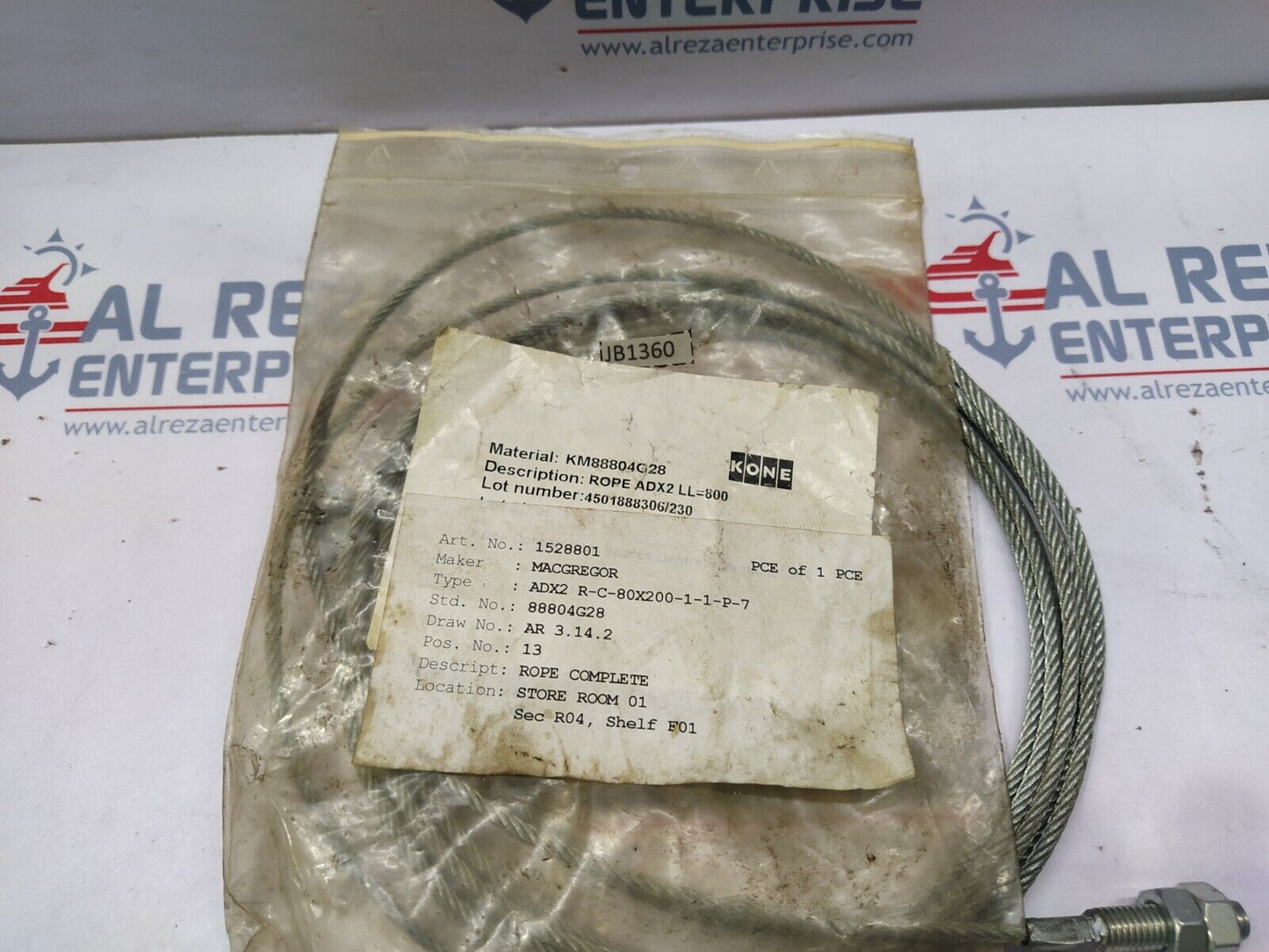 MACGREGOR 1528801 ADX2 ROPE LL 800 KONE KM88804G28
