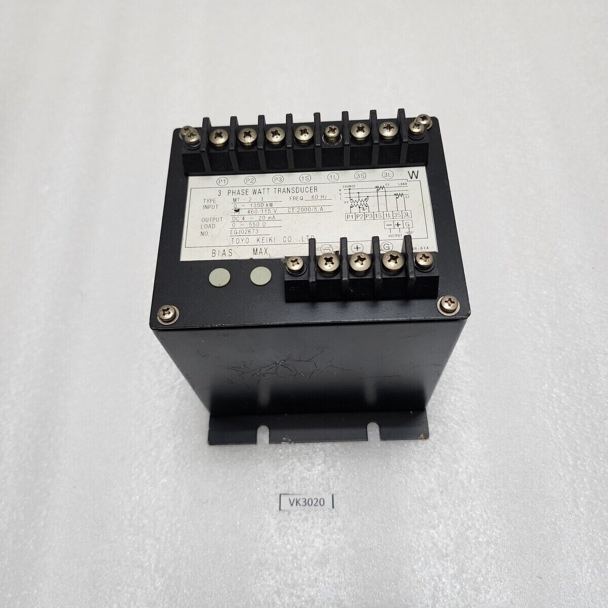TOYO KEIKI MT-2-1 3-PHASE WATT TRANSDUCER