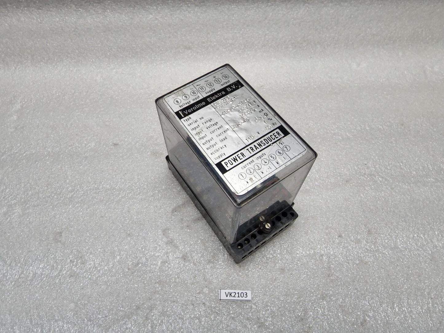 VEROLME ELEKTRA 10V 713 POWER TRANSDUCER 110V