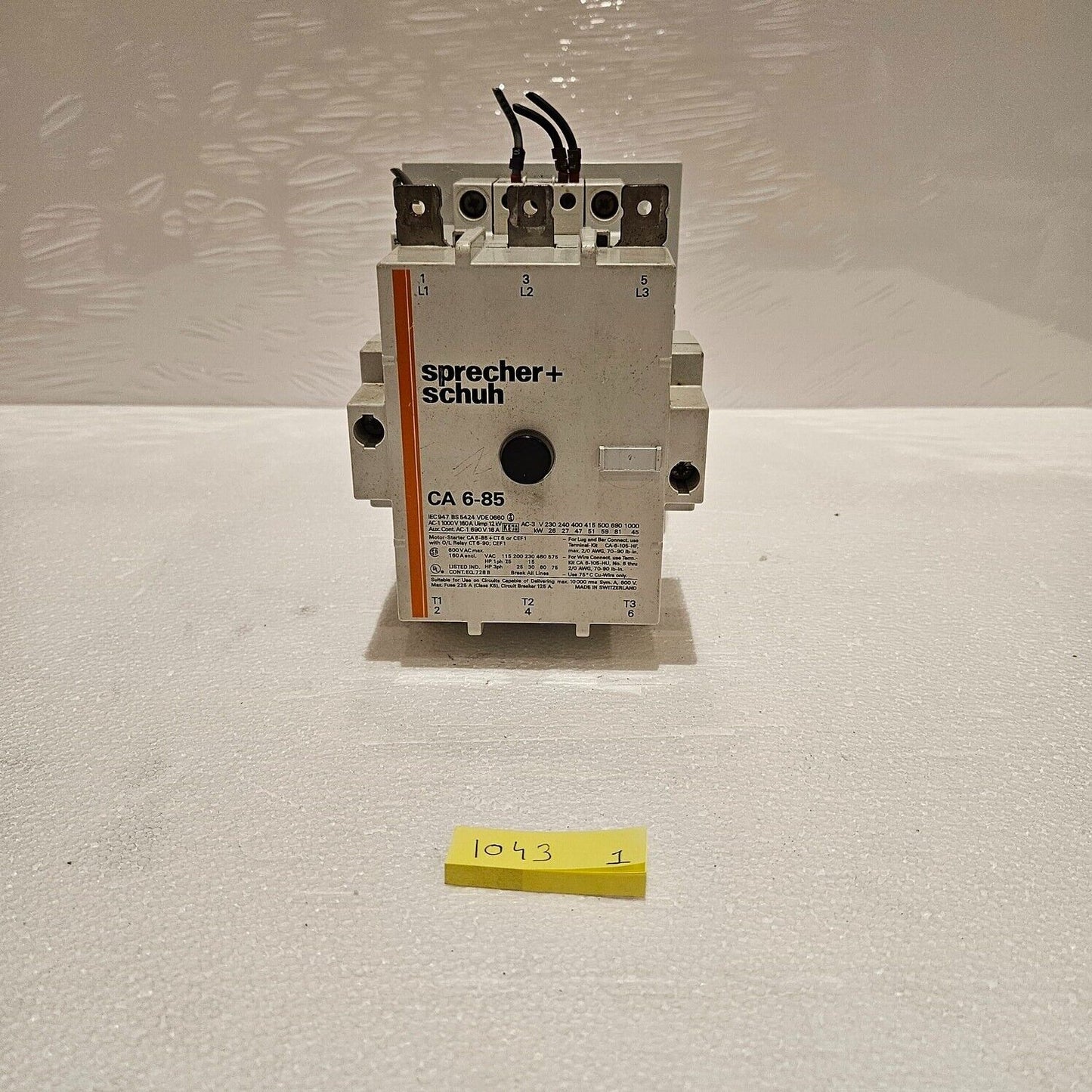 SPRECHER + SCHUH CA6-85 3-POLE MAGNETIC CONTACTOR 160A