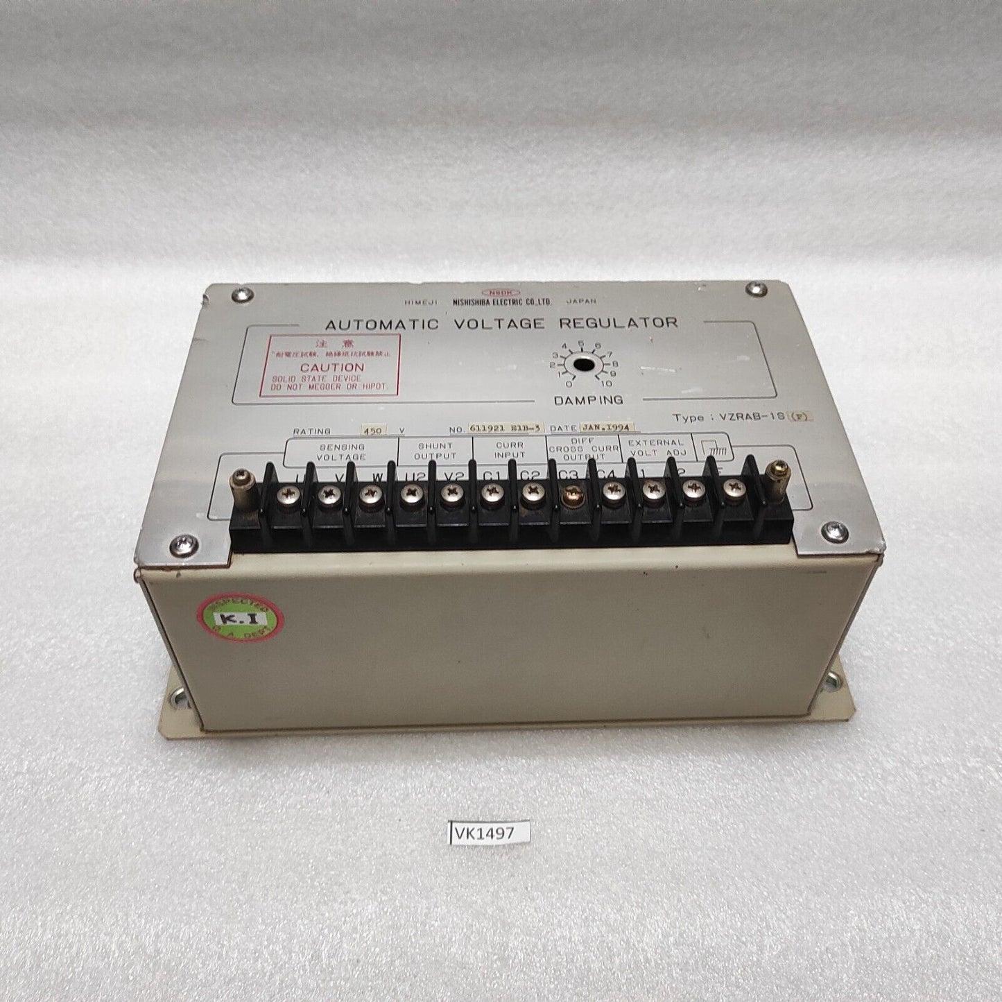 NSDK NISHISHIBA ELECTRIC VZRAB-1S-P AUTOMATIC VOLTAGE REGULATOR 450V