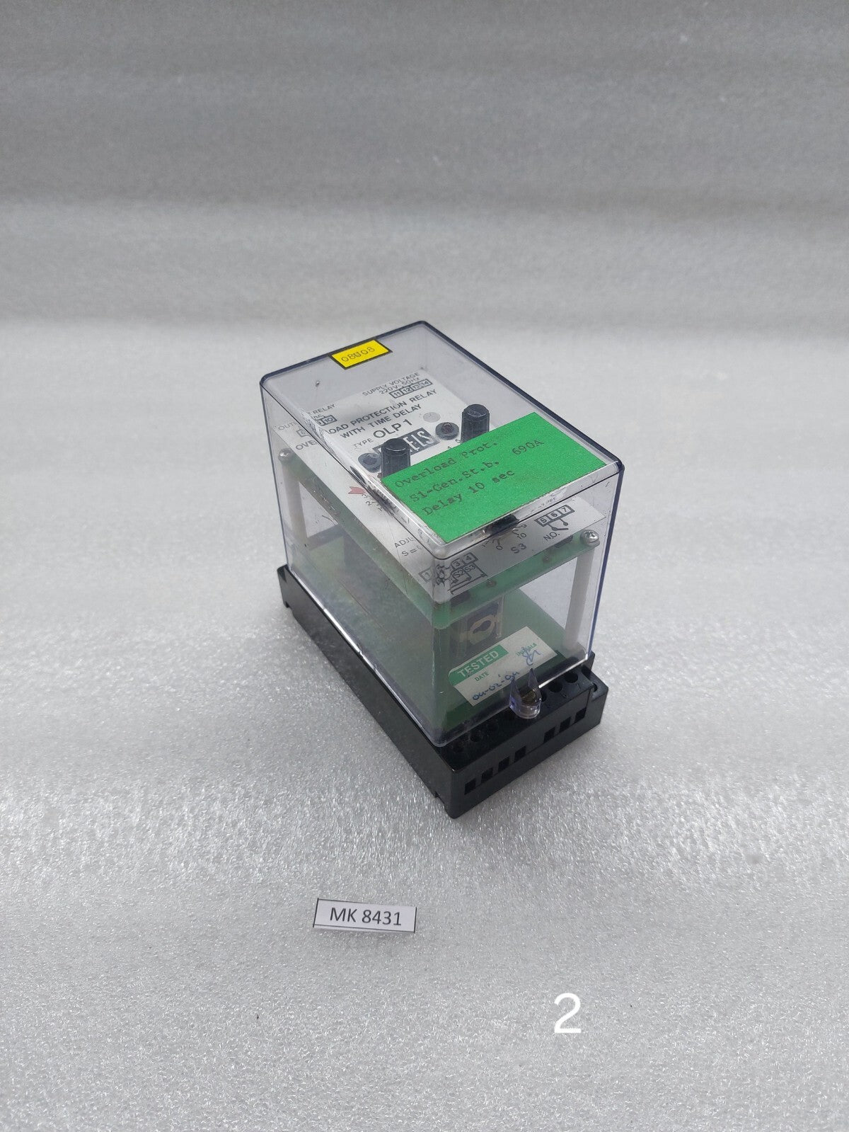 EEKELS OLP 1 OVERLOAD PROTECTION RELAY WITH TIME DELAY 220V