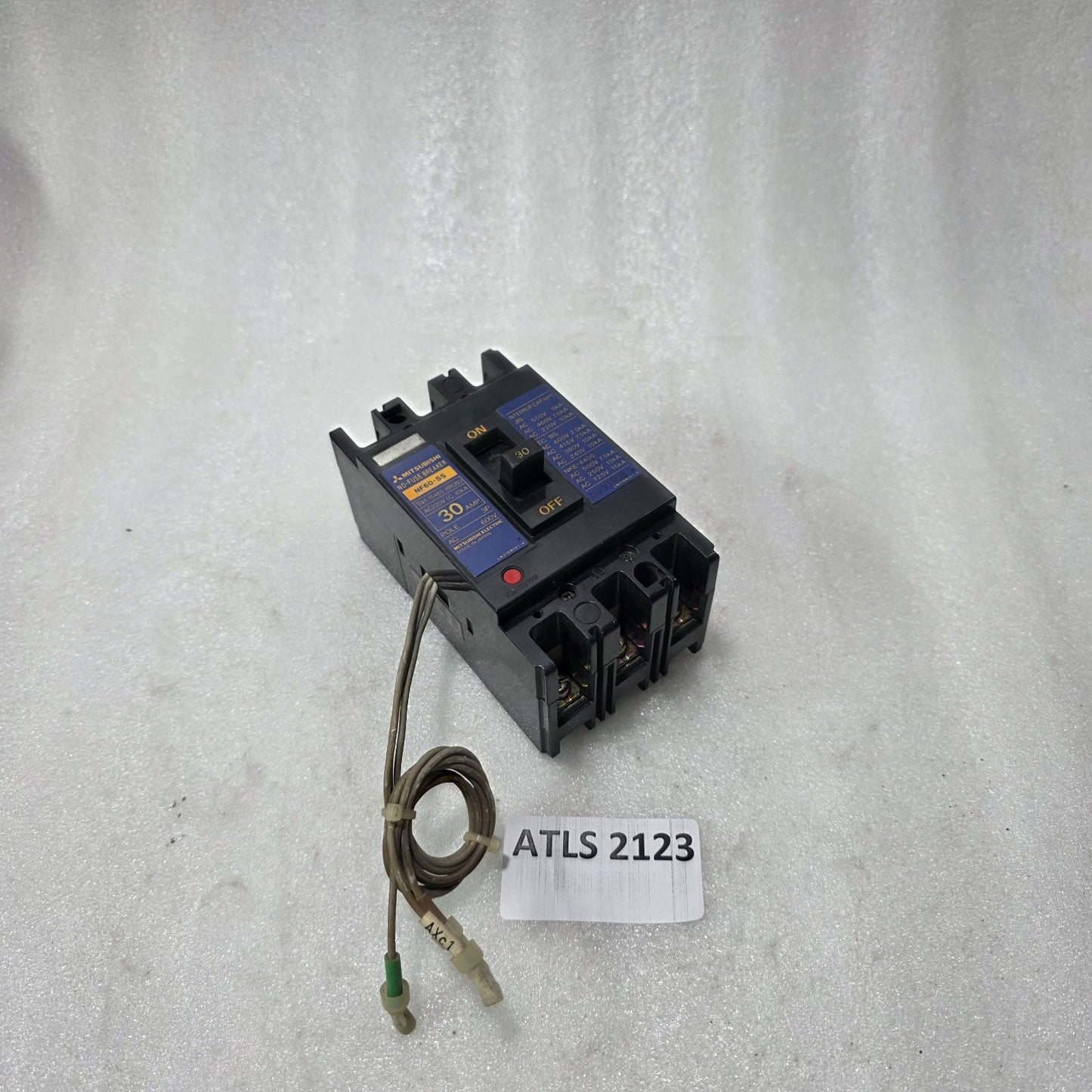 MITSUBISHI NF60-SS NO FUSE BREAKER 30A 3 POLE MCCB 600V AC 10KA