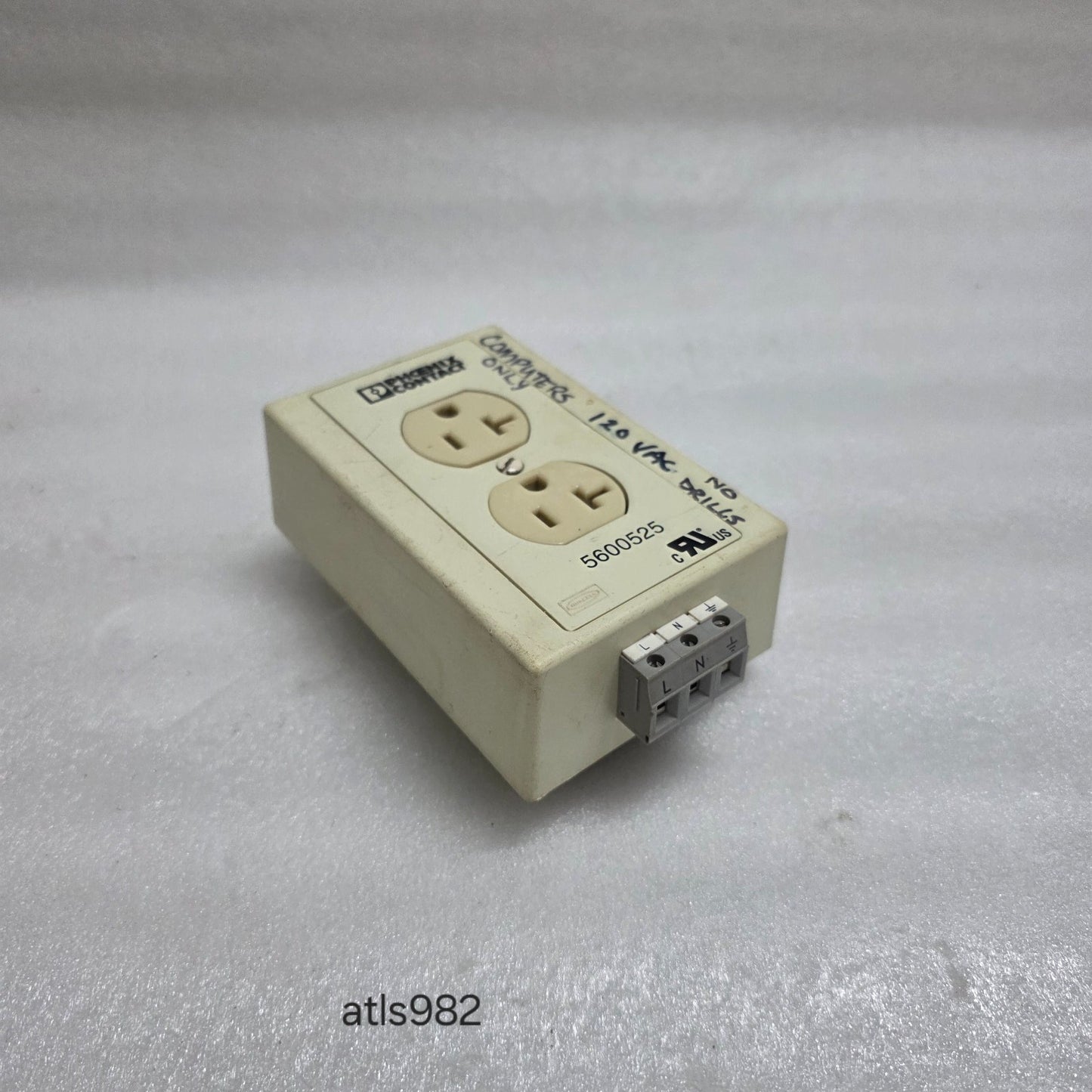 PHOENIX CONTACT 5600525 RAIL-MOUNTED DUAL POWER OUTLET EM-DUO 120/20