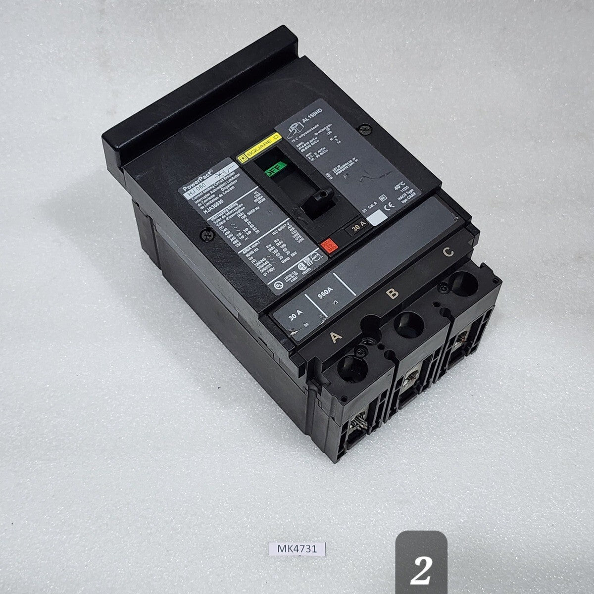 SQUARE D HJA36030 30A CIRCUIT BREAKER 480VAC 250VDC WITHOUT JAWS & PROTECTOR