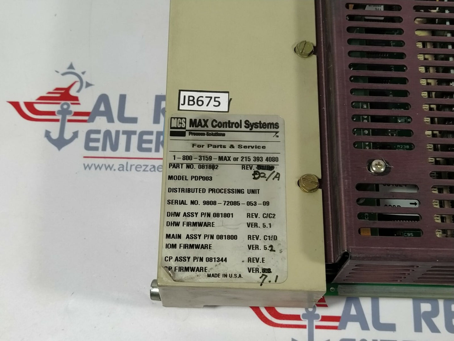 Max Control System PDP003 Distributed Processing Unit 081812 Revision D2/A