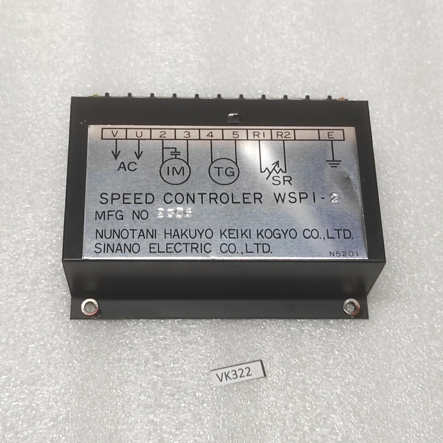 NUNOTANI HAKUYO KEIKI KOGYO WSPI-2 SPEED CONTROLER 2306 SINANO ELECTRIC