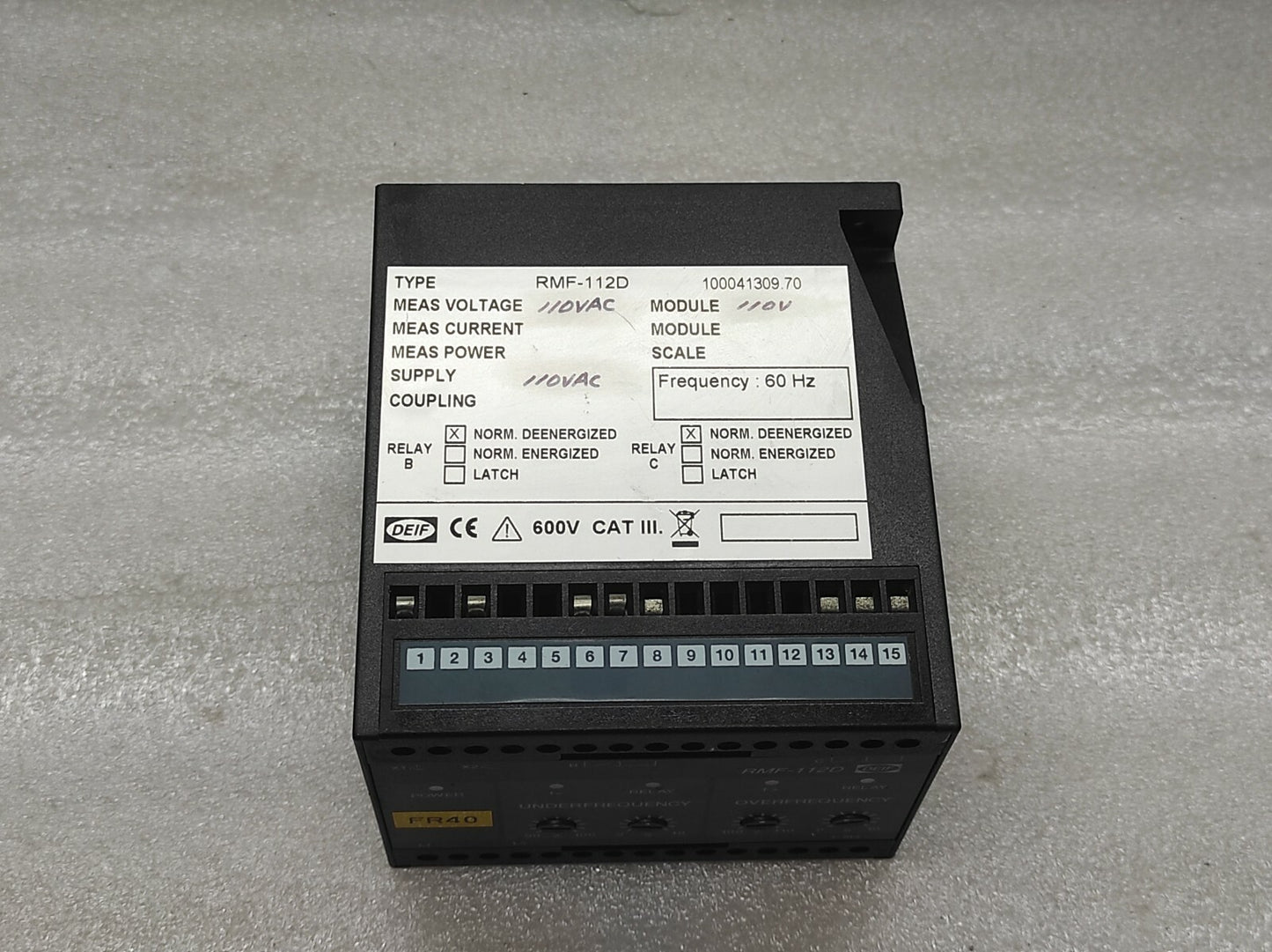 DEIF RMF-112D FREQUENCY RELAY 110VAC