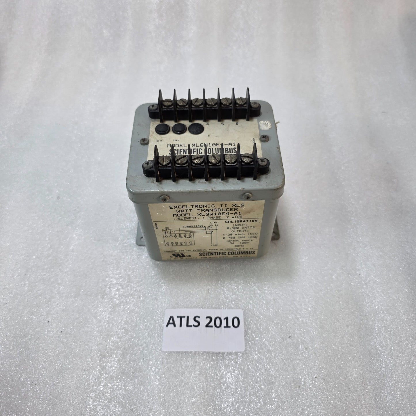 SCIENTIFIC COLUMBUS XLGW10E4-A1 WATT TRANSDUCER 4–20MA OUTPUT 120V AC