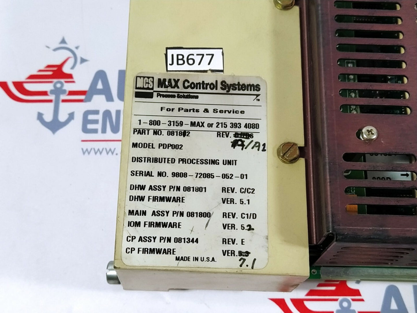 Max Control System PDP002 Distributed Processing Unit 081812 Revision A/A1