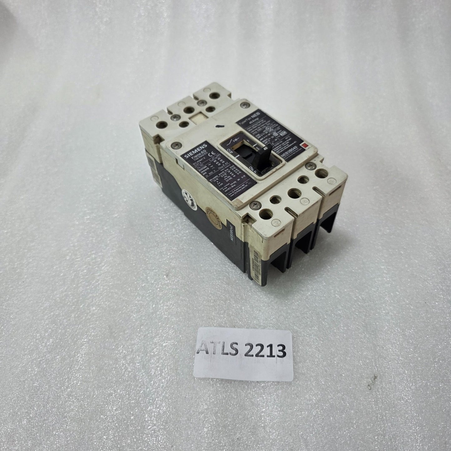 SIEMENS NEB3B040 MCCB 40A 3 POLE CIRCUIT BREAKER | FRAME-EG | 600V AC | INDUSTRI