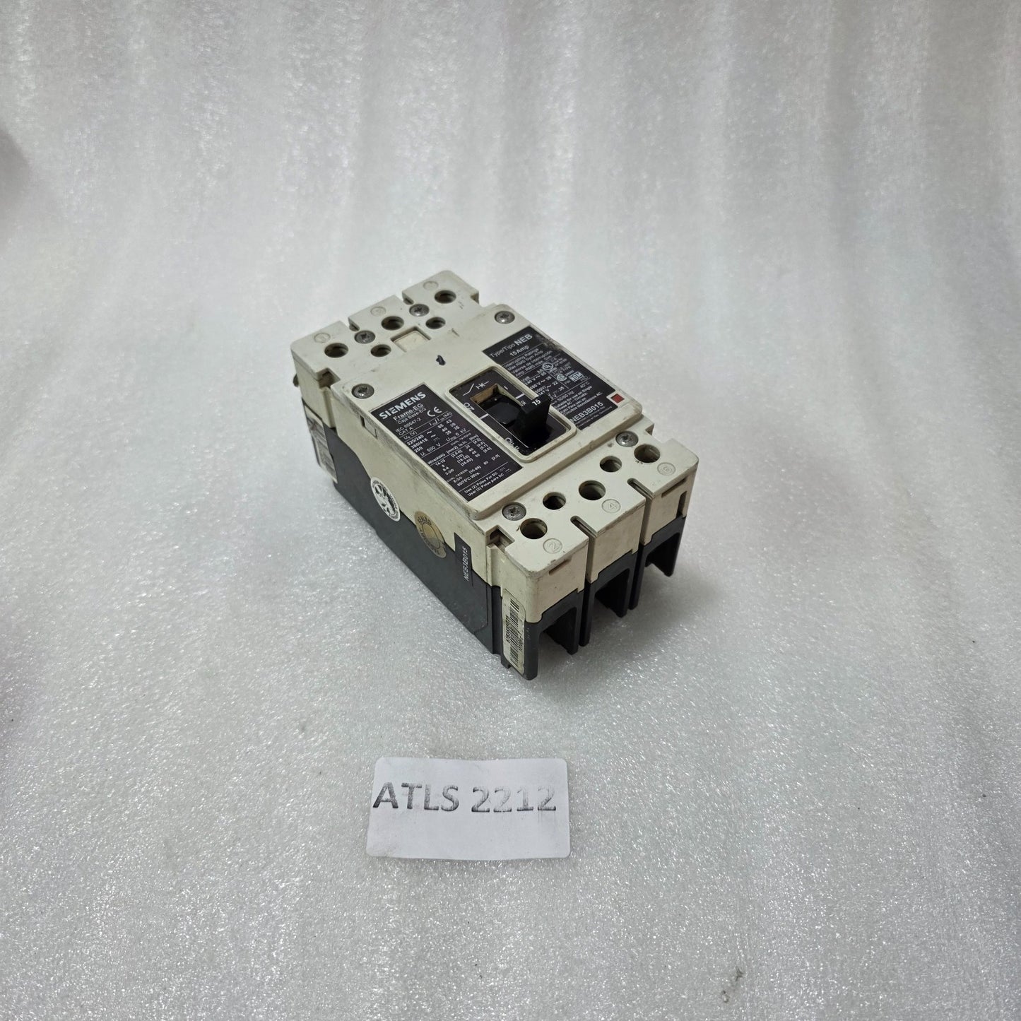 SIEMENS NEB3B015 MCCB 15A 3 POLE CIRCUIT BREAKER | FRAME-EG | 600V AC
