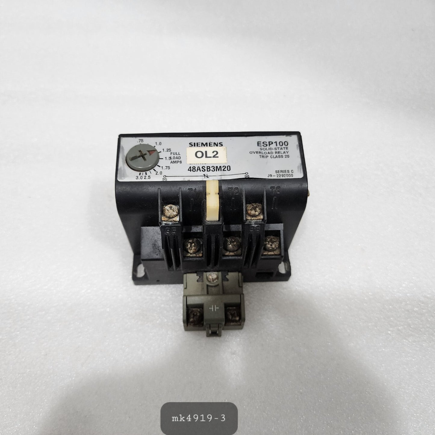SIEMENS ESP 100 SOLID STATE OVERLOAD RELAY 48ASB3M20 0.75-3A