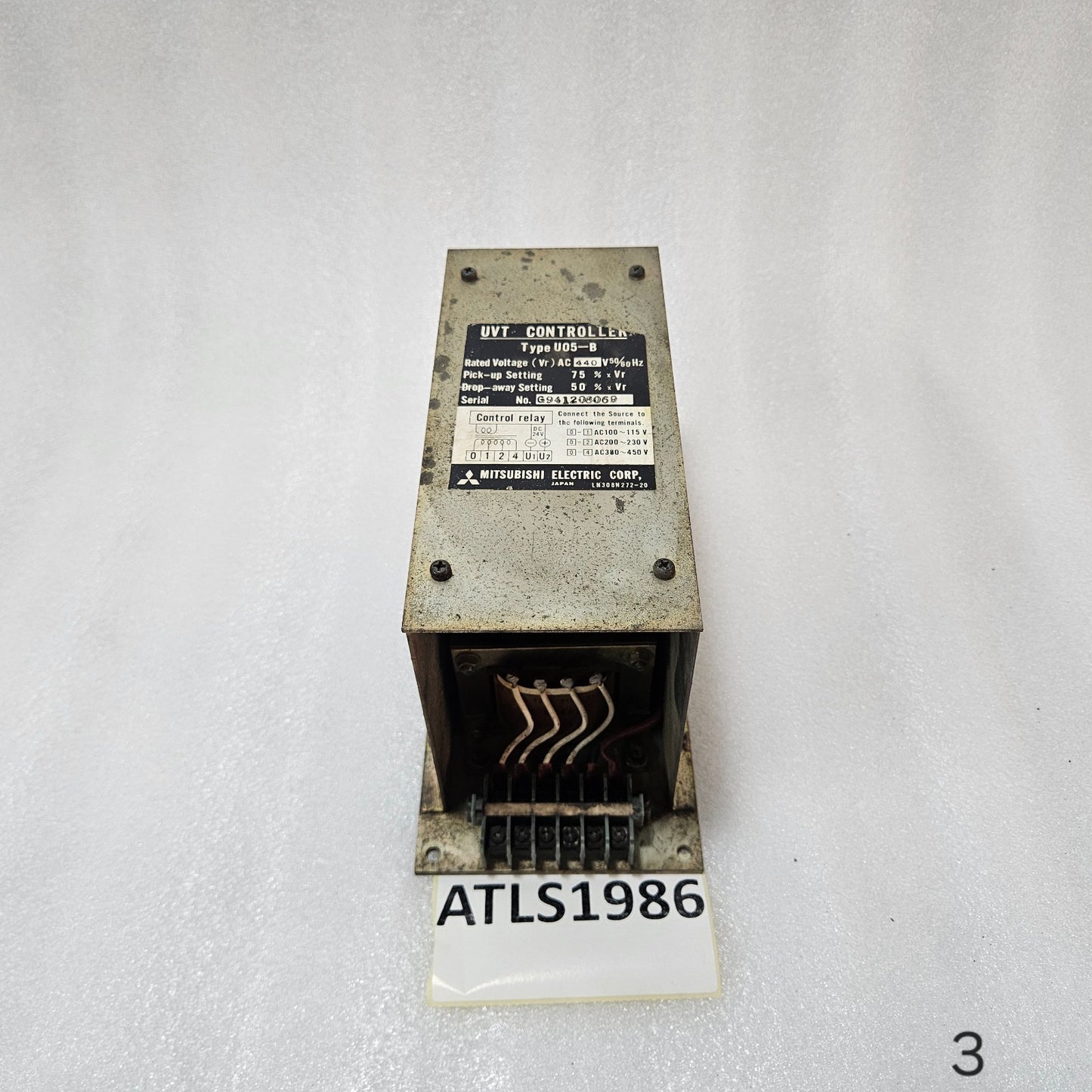 MITSUBISHI UVT CONTROLLER U05-B 440V AC UNDERVOLTAGE TRIP CONTROL RELAY