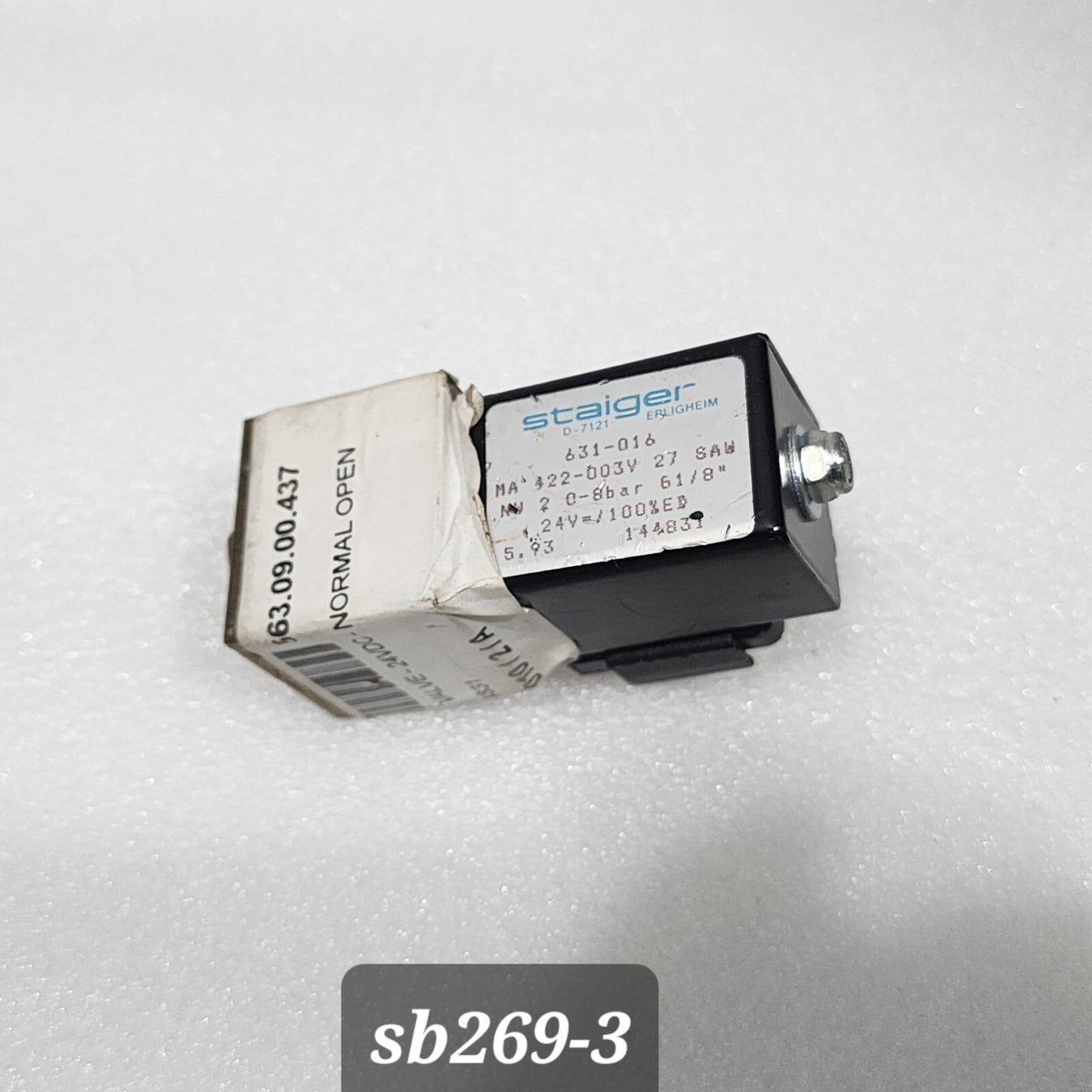 STAIGER 631-016 SOLENOID VALVE MA 422-003V 27 SAW 24VDC 0-8 BAR