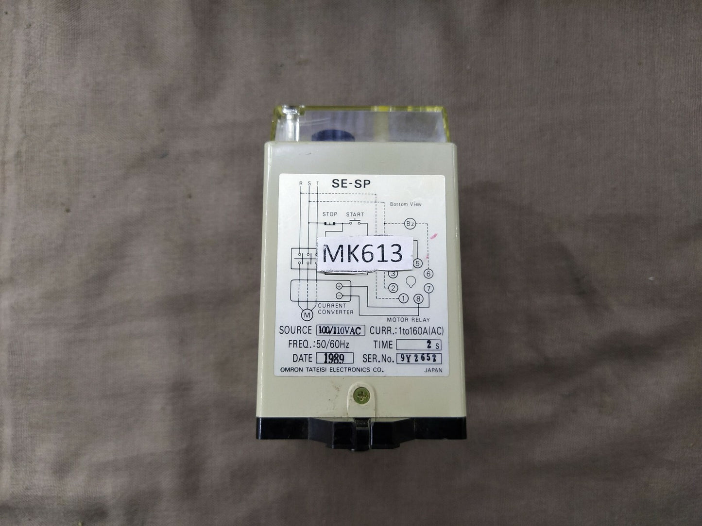 OMRON SE-SP1 MOTOR PROTECTION RELAY, 1–160A AC, 100/110VAC SUPPLY, JAPAN MADE