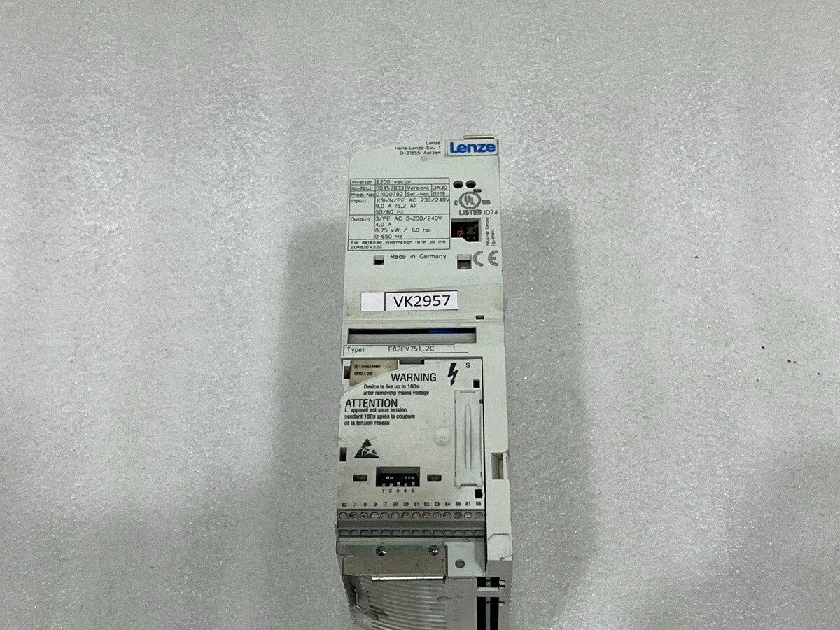 LENZE 00457833 8200 VECTOR INVERTER E82EV751_2C FREQUENCY DRIVE 01030782 230/240