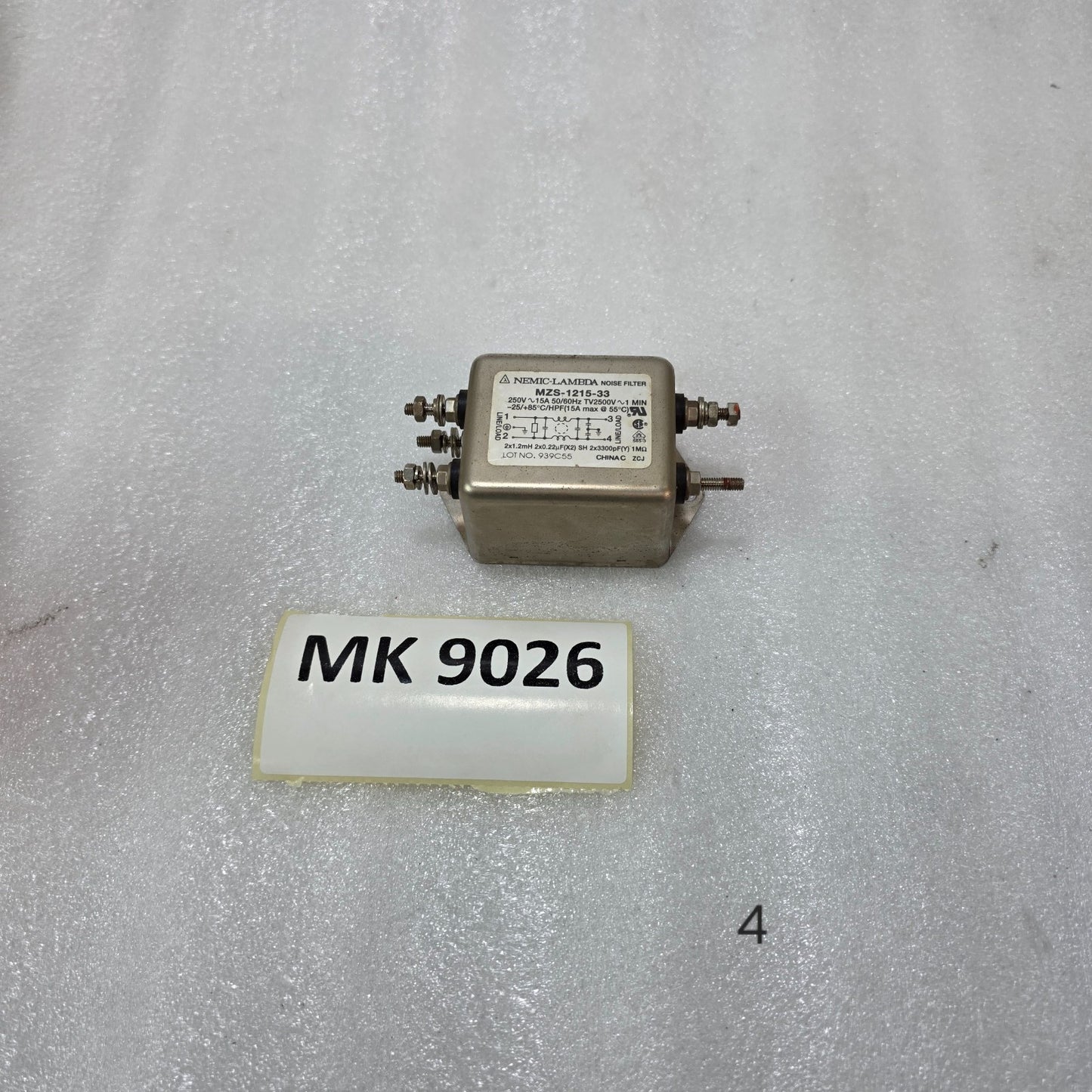 NEMIC-LAMBDA MZS-1215-33 NOISE FILTER 250V 15A EMI FILTER