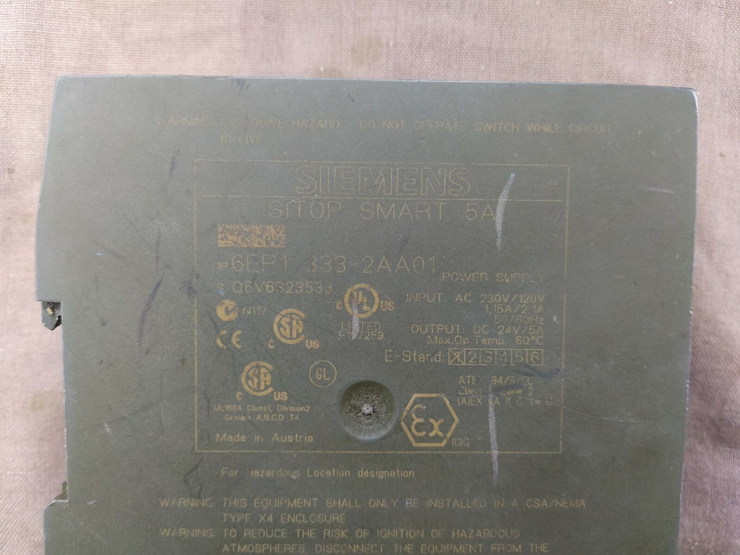 Siemens Sitop Smart 6EP1 333-2AA01 5A Power Supply 6EP13332AA01