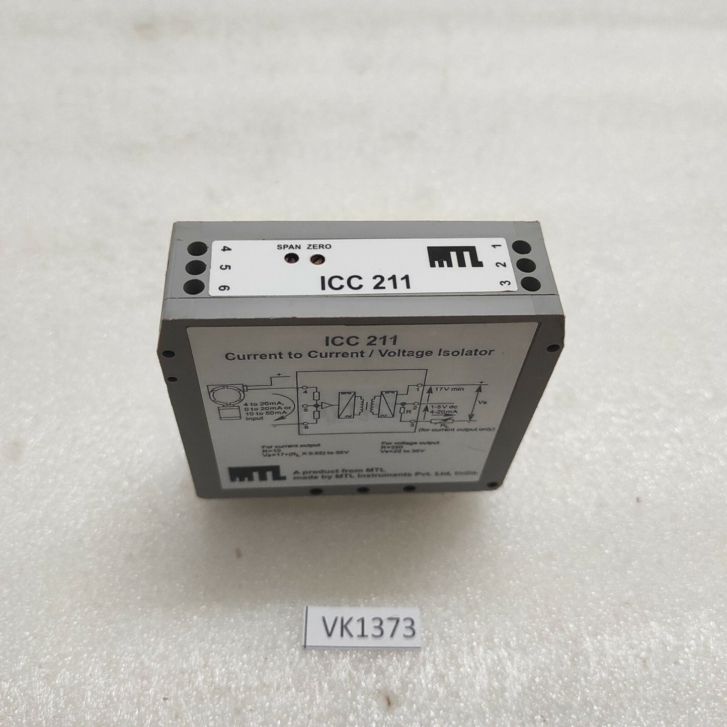 MEASUREMENT TECHNOLOGY ICC211 CURRENT TO CURRENT VOLTAGE ISOLATOR ICC-211-I1-01