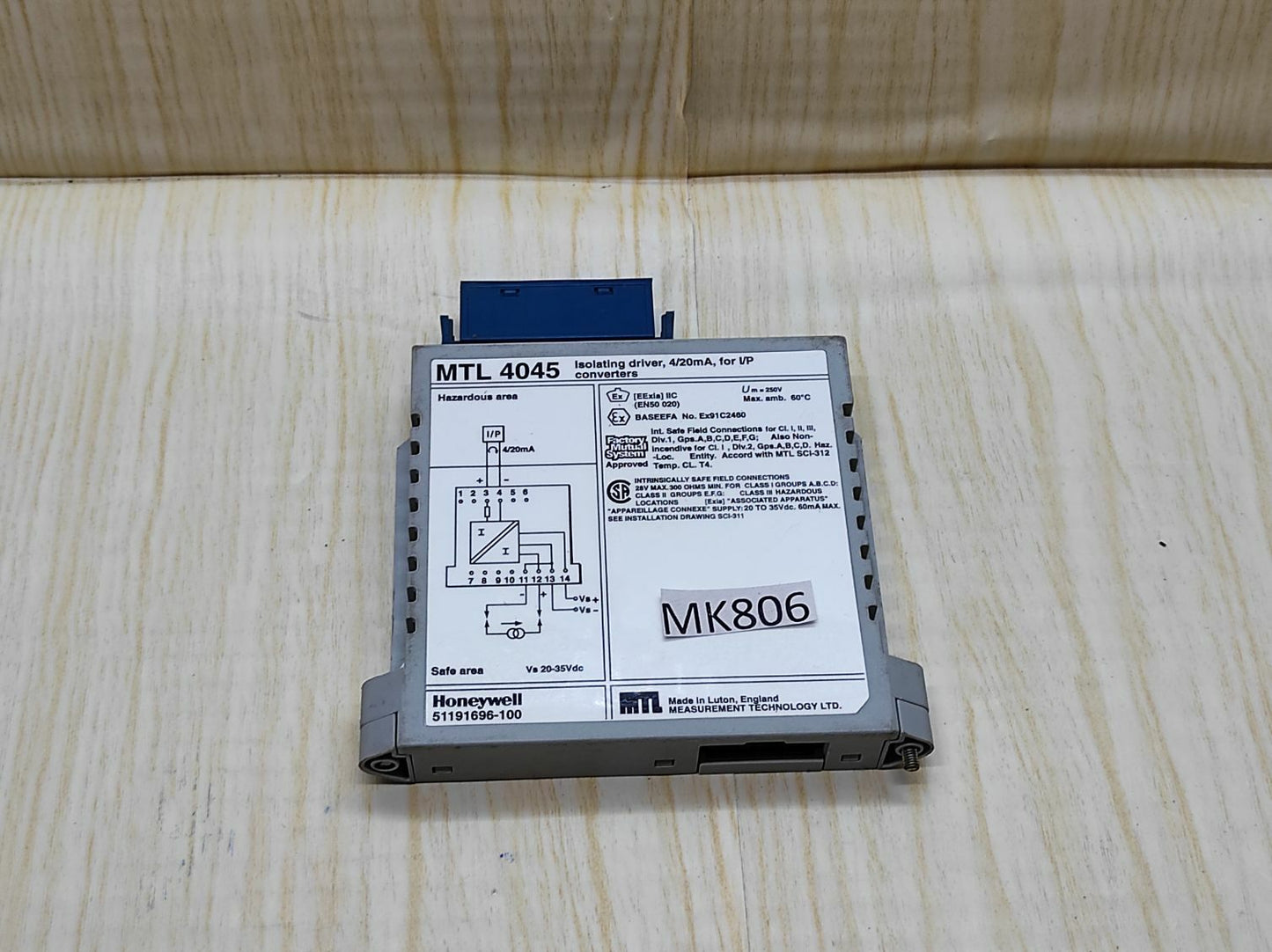 MTL 4045 Isolating Driver 4/20mA FOR I/P Converters MTL4045 Honeywell 51191696-1