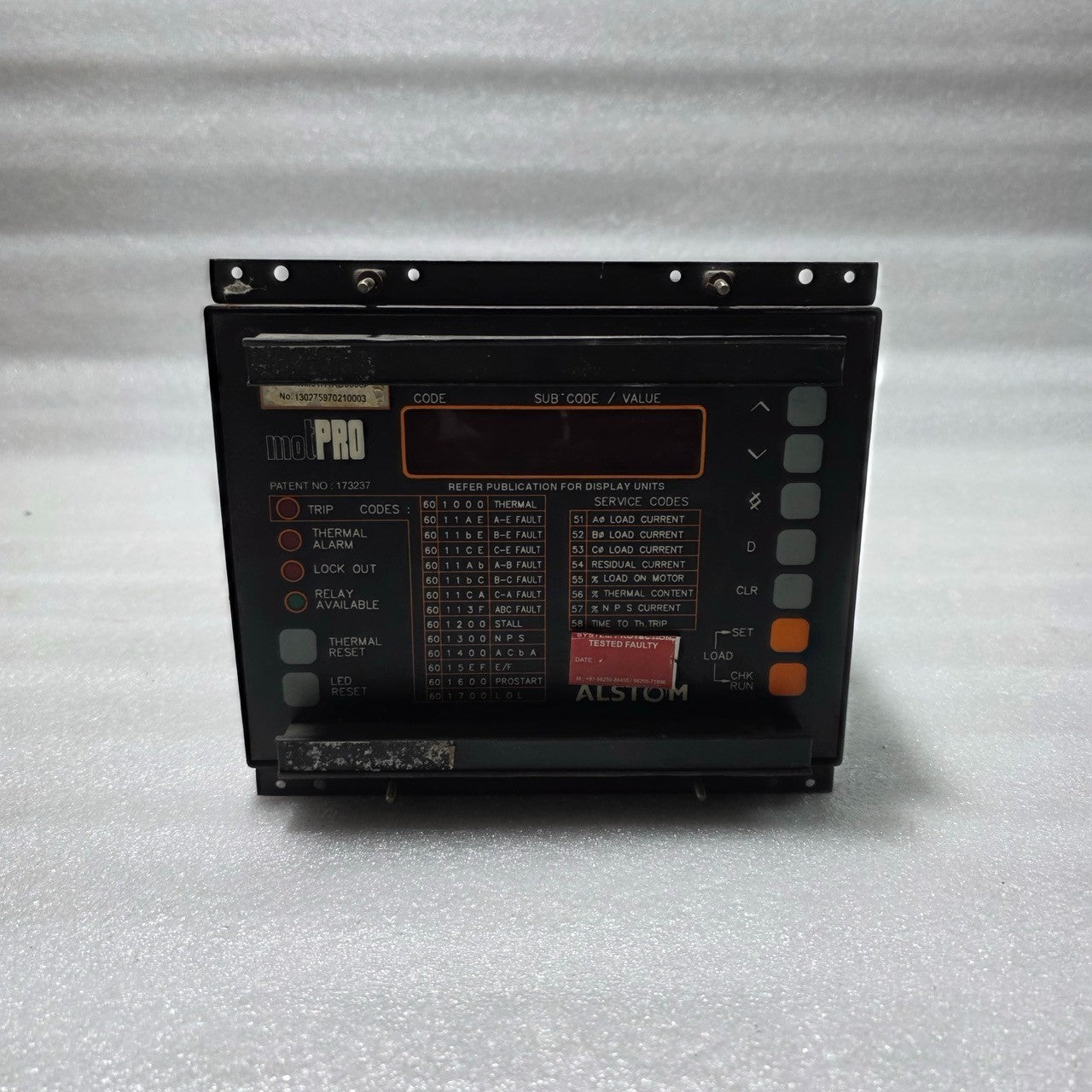 ALSTOM MCHNM01H1AB0500A	MOTOR PROTECTION RELAY / ELECTRONIC PROTECTION UNIT