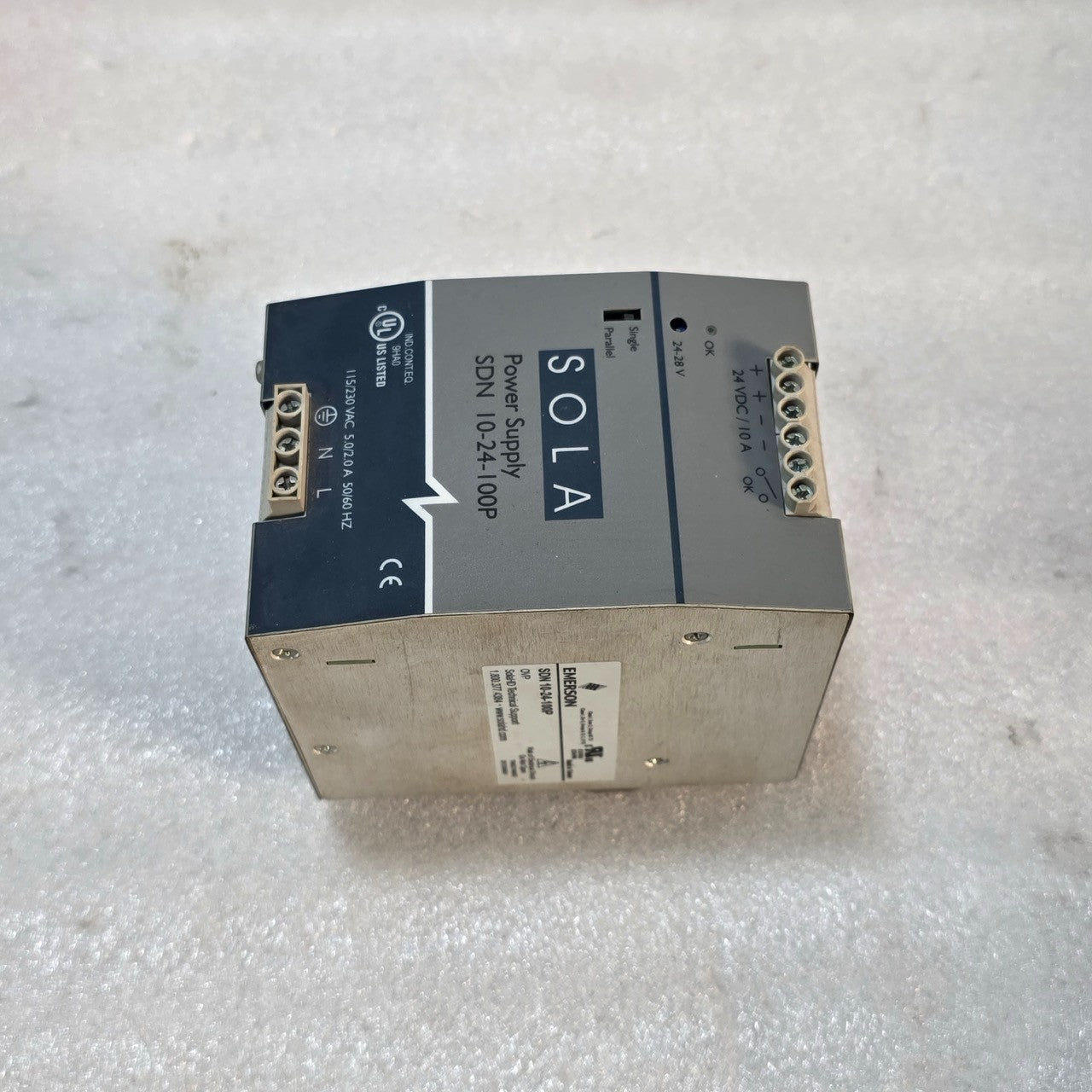 SOLA SDN 10-24-100P AC-TO-DC SWITCH MODE POWER SUPPLY EMERSON 24VDC 10A