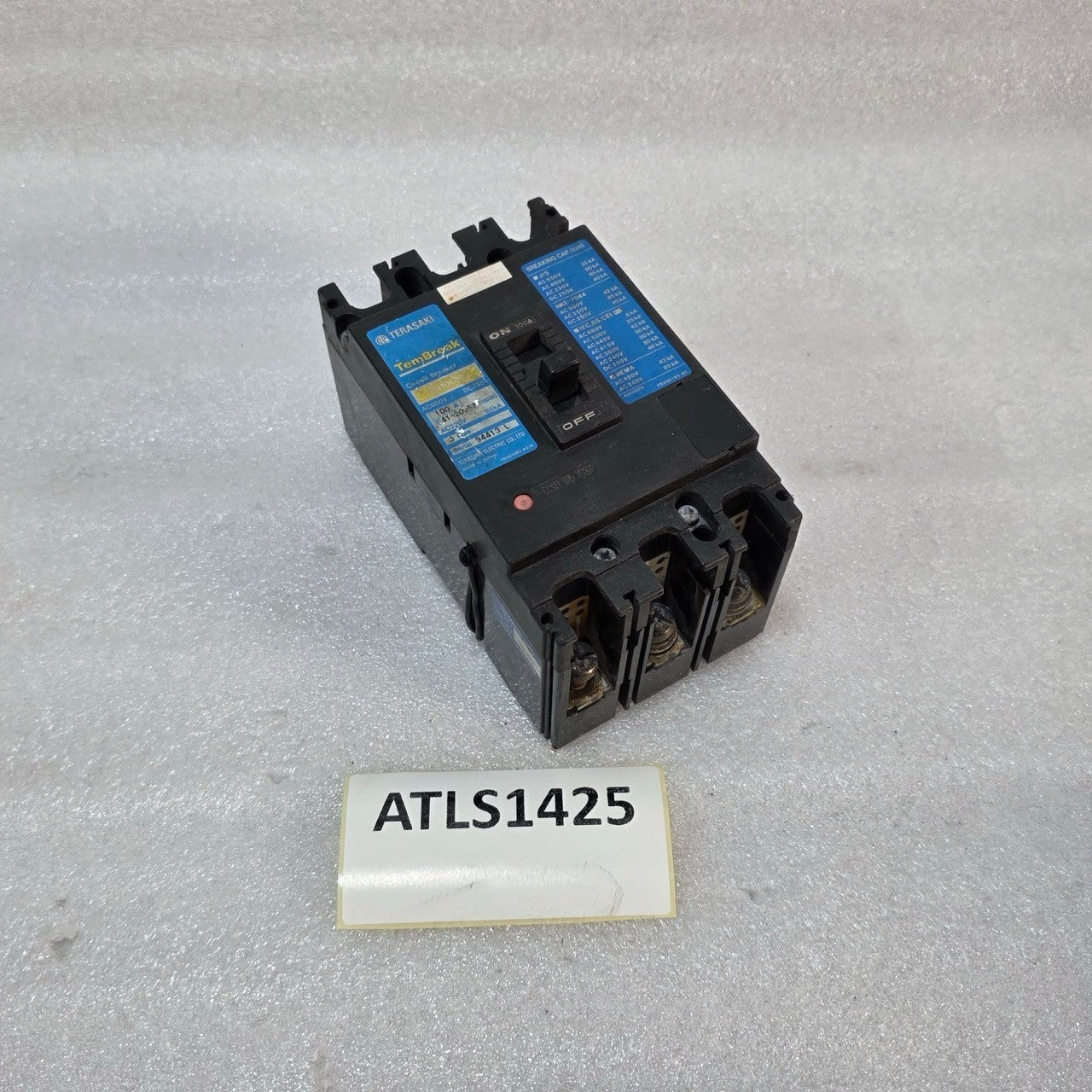 TERASAKI XH100NS 3-POLE CIRCUIT BREAKER 100A
