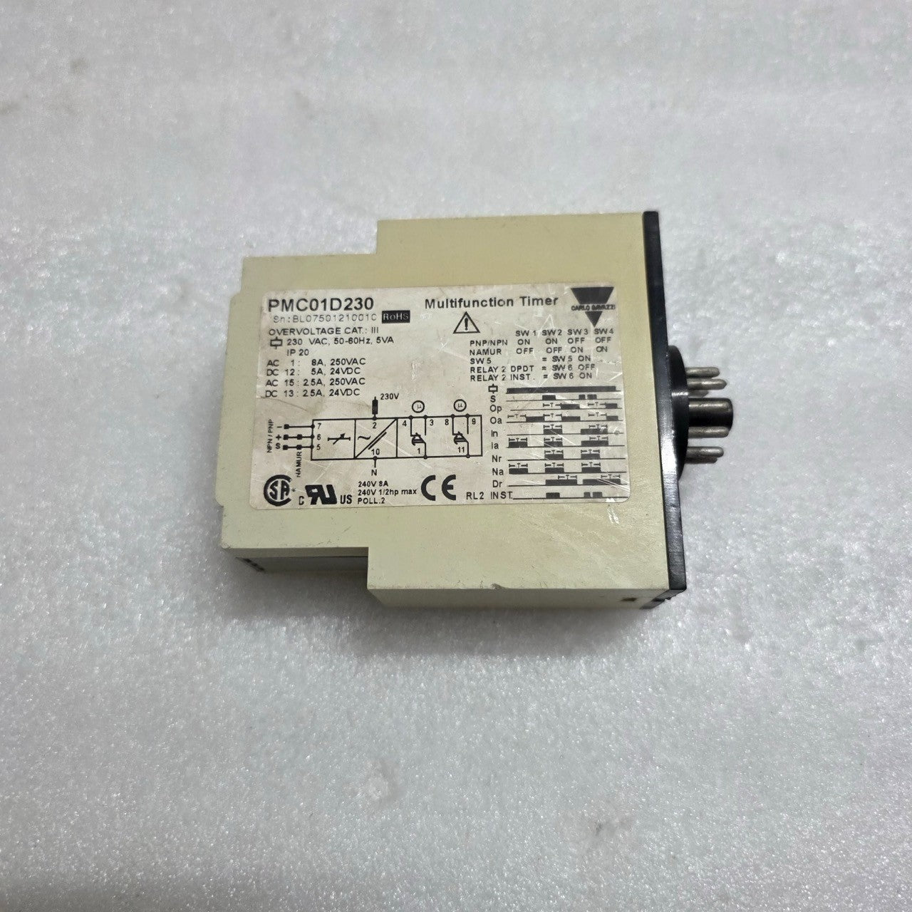 CARLO GAVAZZI PMC01D230 MULTIFUNCTION TIMER RELAY 230V