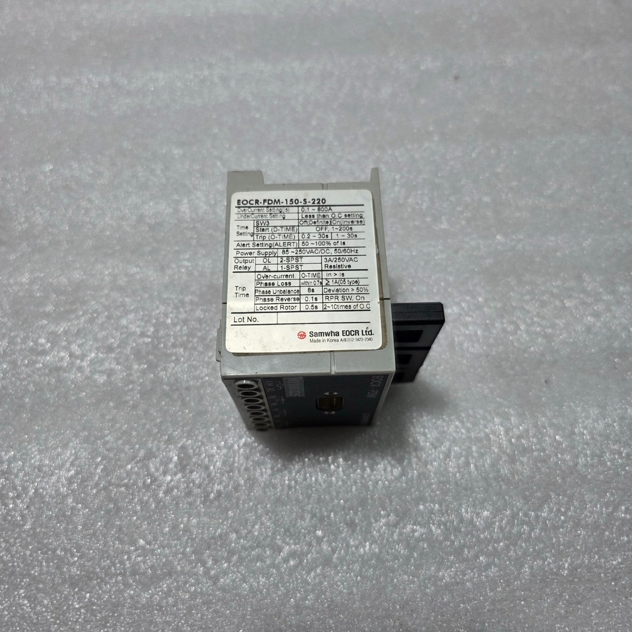 SAMWHA EOCR-FDM-150-S-220 ELECTRONIC OVERCURRENT RELAY / MOTOR PROTECTION RELAY