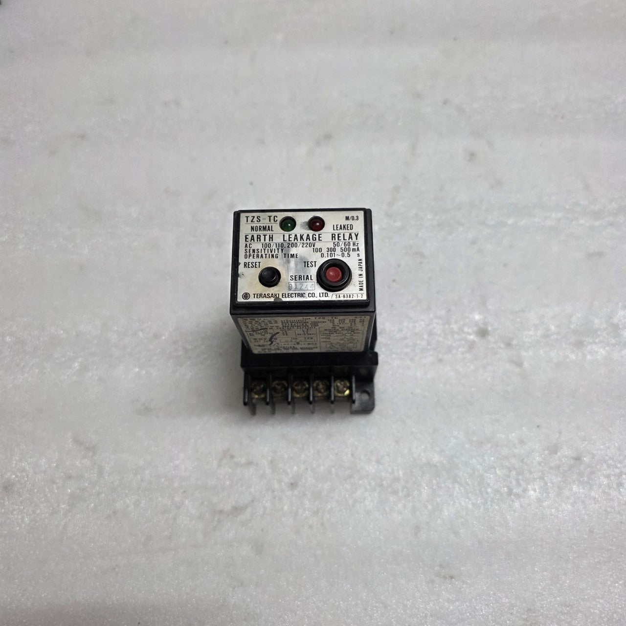 TERASAKI TZS-TC EARTH LEAKAGE RELAY SA-8382-1-2 100-220VAC
