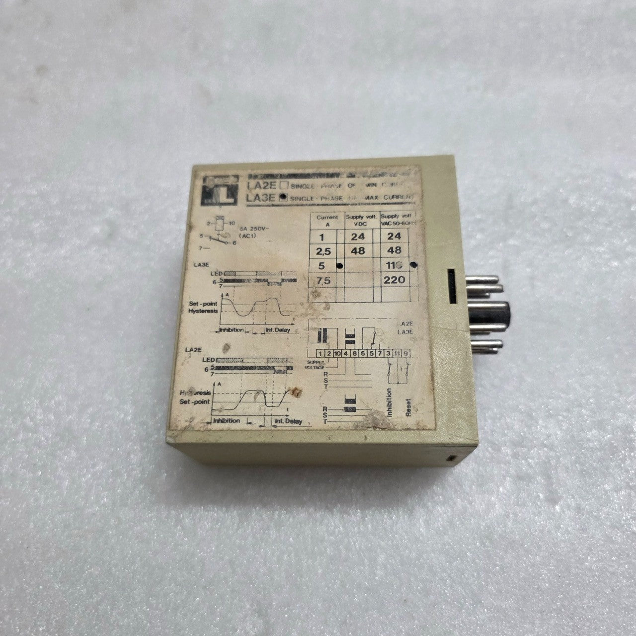 LOVATO LA3E SINGLE-PHASE MAX CURRENT MONITORING RELAY 110VAC