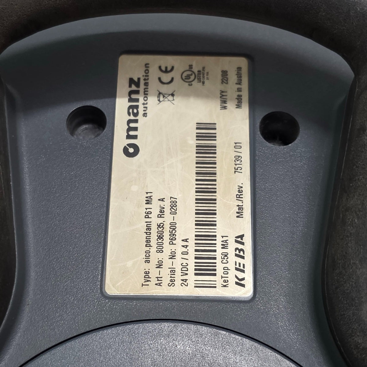 MANZ KEBA KETOP C50 MA1 AICO.PENDANT P61 MA1 80036035 OPERATING PANEL/TEACH PEND