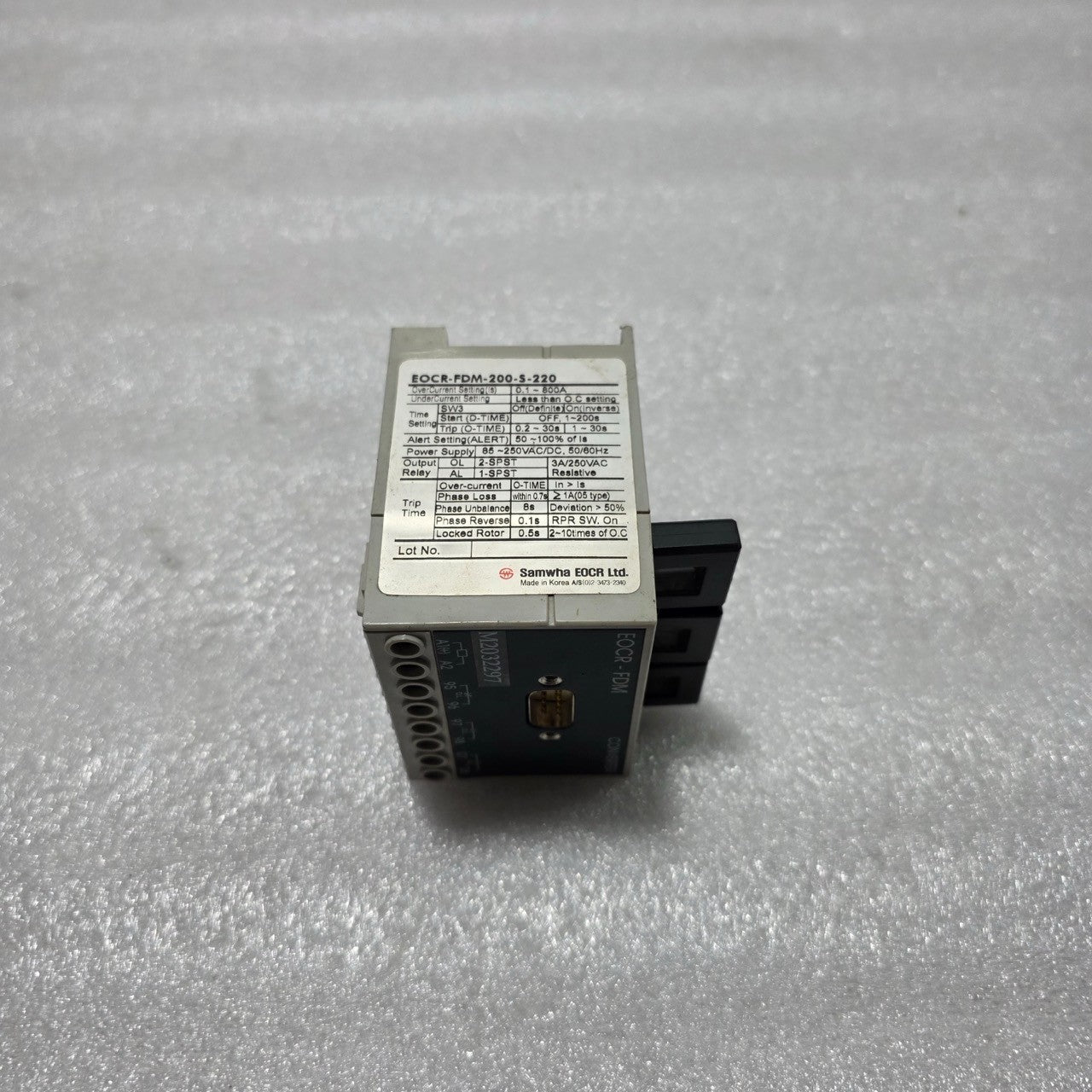 SAMWHA EOCR-FDM-200-S-220 ELECTRONIC OVERCURRENT RELAY / MOTOR PROTECTION RELAY