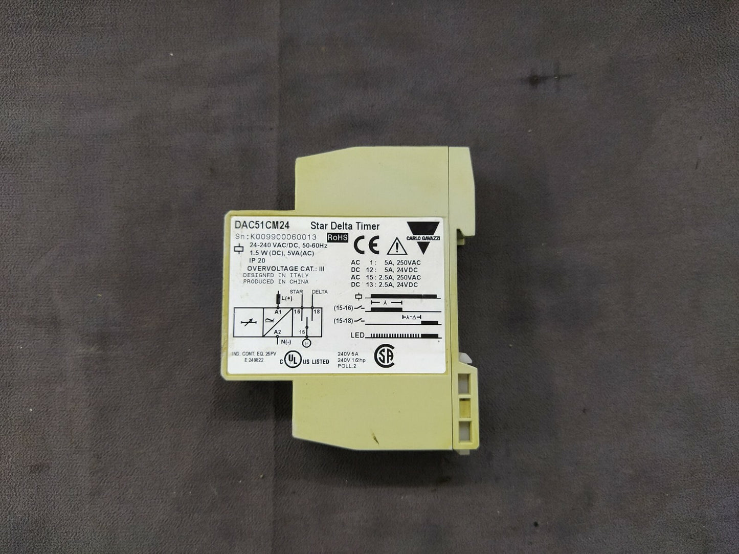 Carlo Gavazzi DAC51 Star Delta Timer DAC51CM24 24-240 VAC/DC