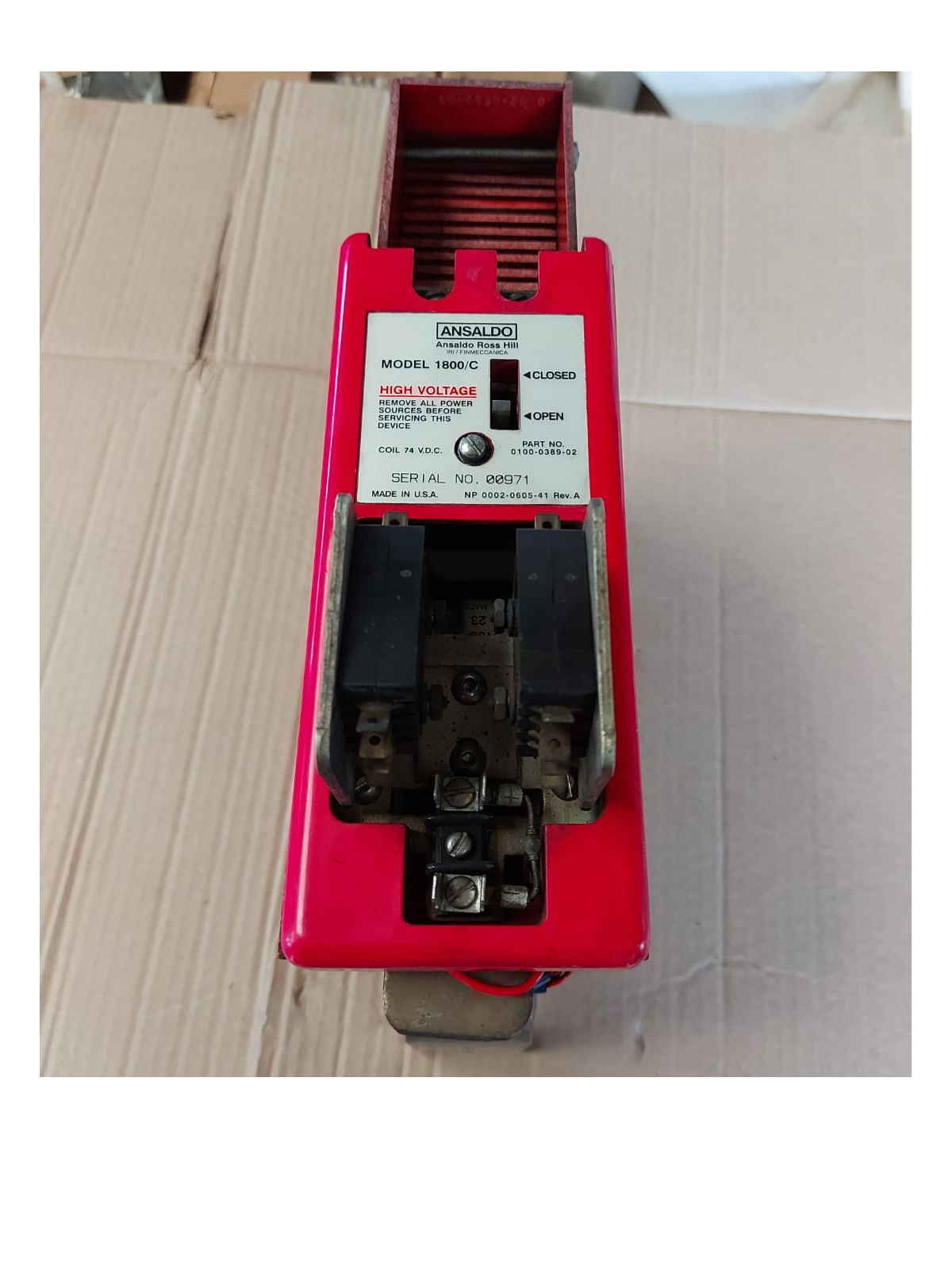 ANSALDO ROSS HILL 1800/C CONTACTOR 0100-0389-02 COIL VOLTAGE 74VDC