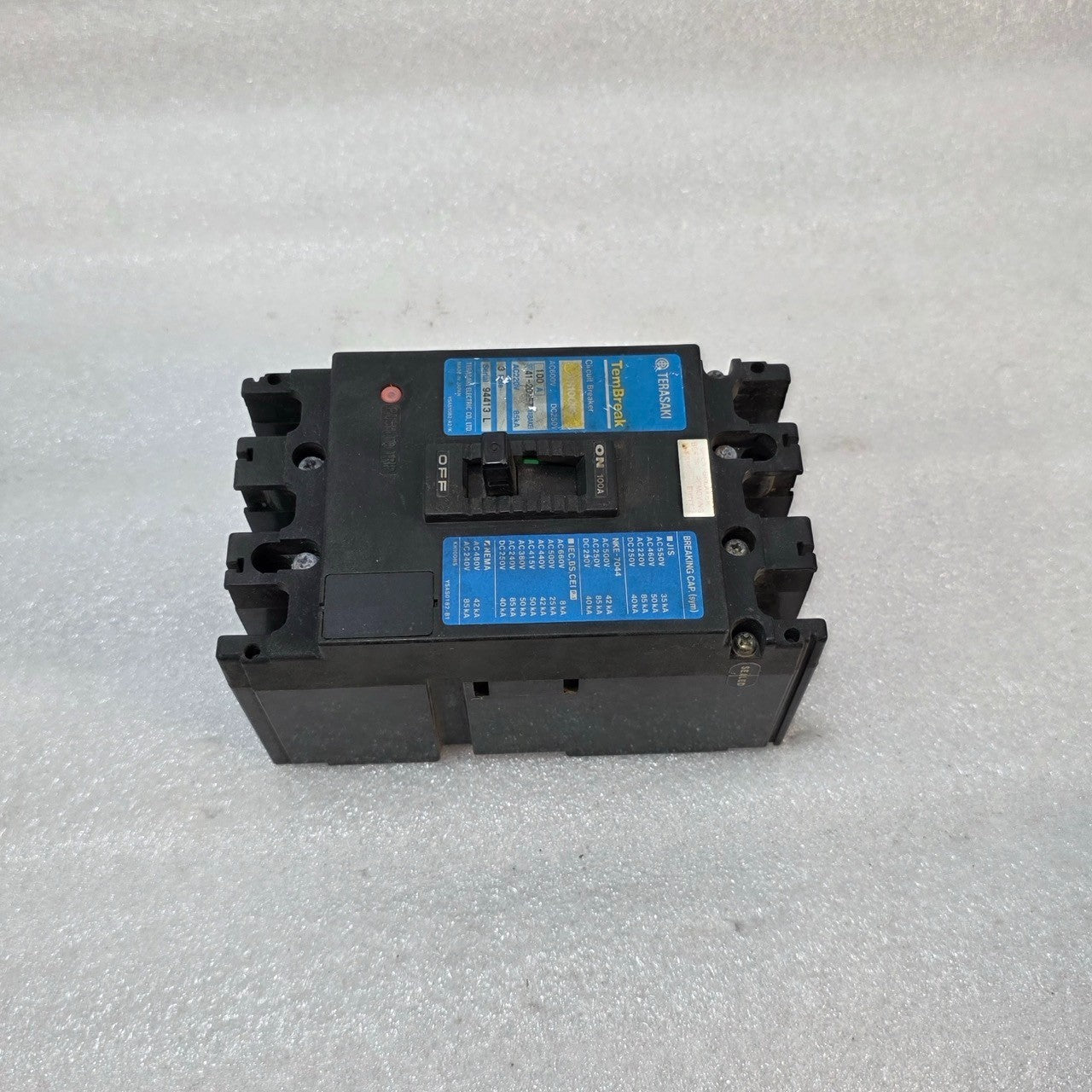 TERASAKI XH100NS 3-POLE CIRCUIT BREAKER 100A